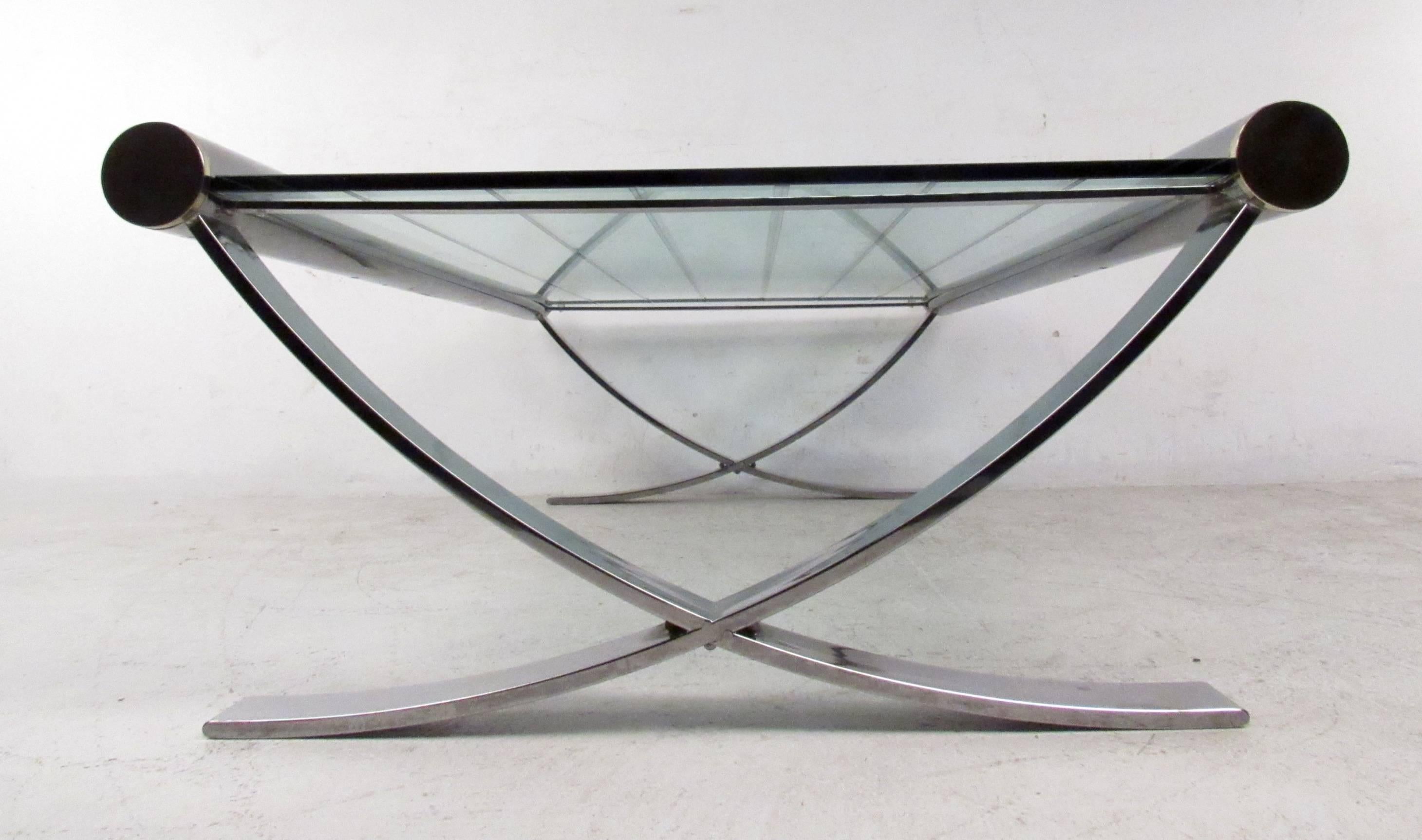 Mid-Century Chrome Coffee Table For Sale 3