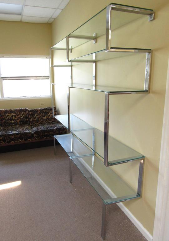 Vintage Modern Chrome Wall Shelves in the style of Milo Baughman For