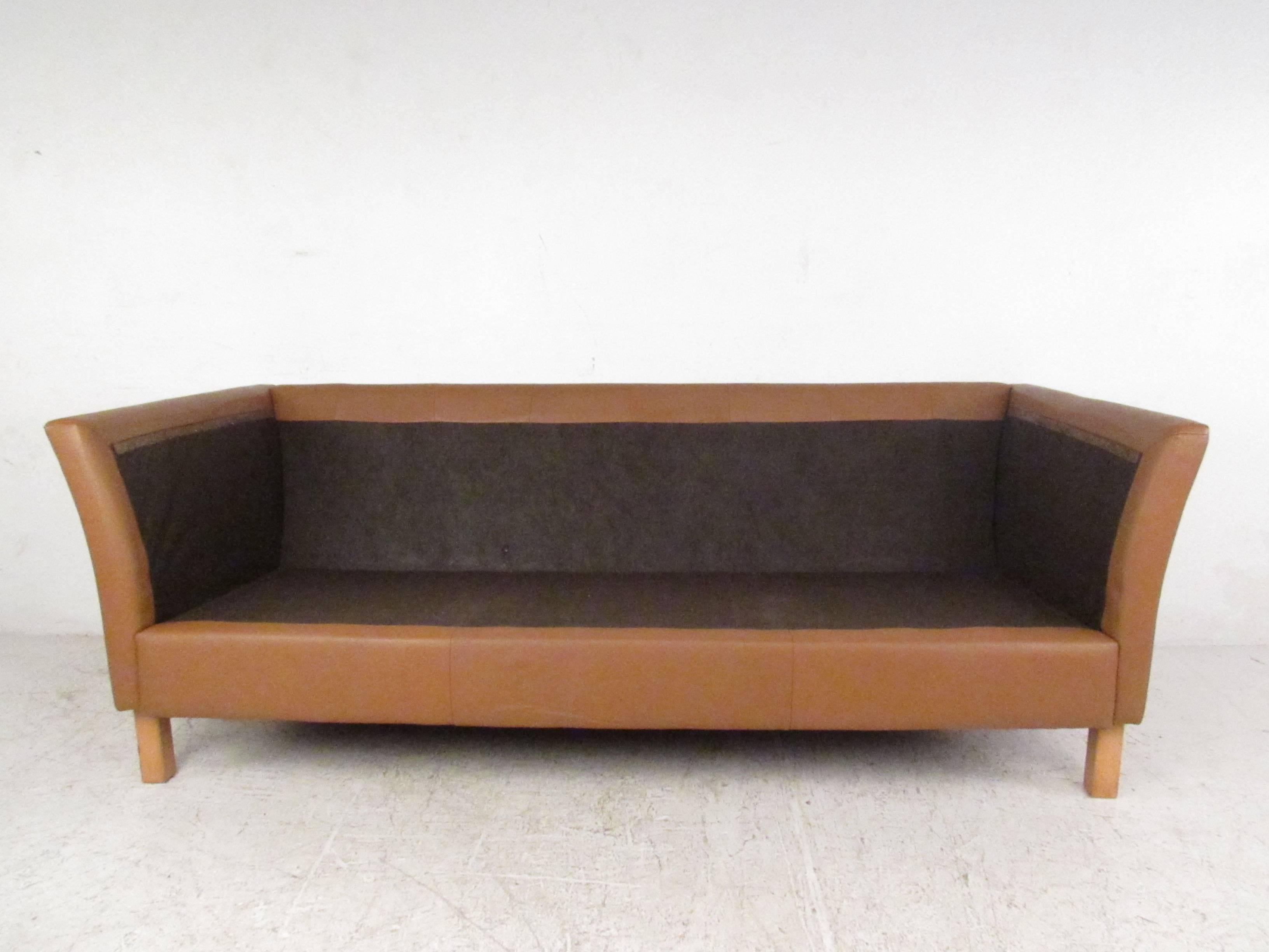 Late 20th Century Vintage Danish Modern Leather Sofa