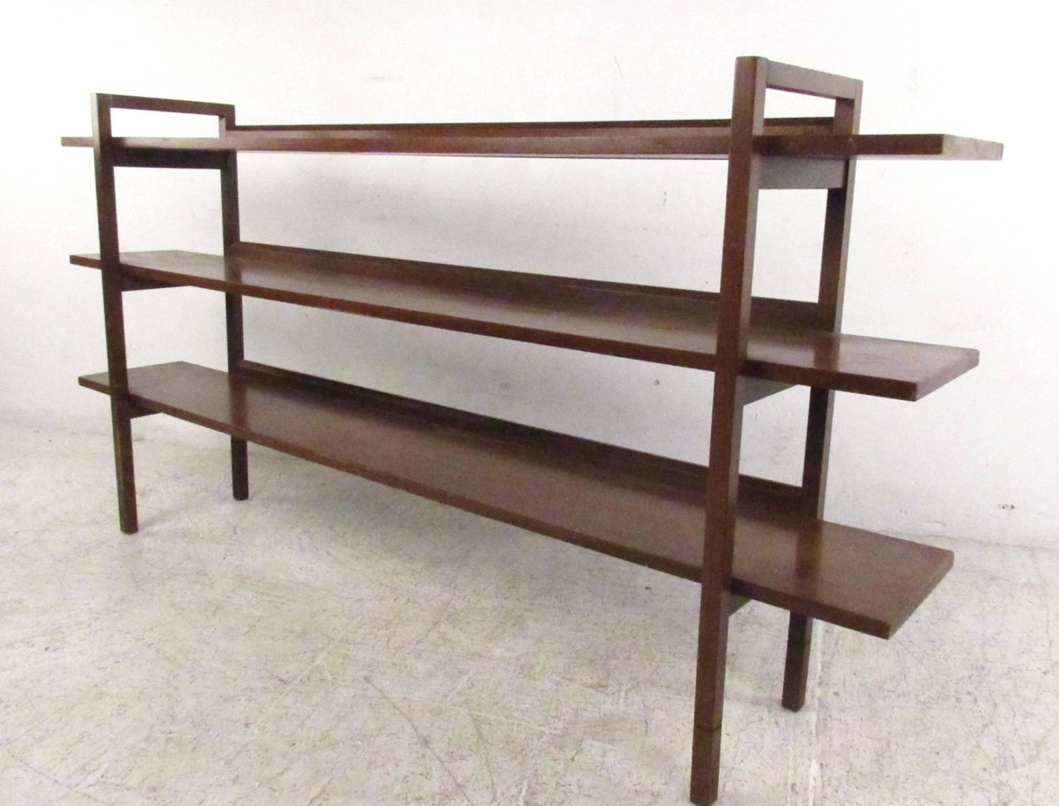 MidCentury Modern Low Bookshelf, Vintage Walnut Bookshelf at 1stdibs
