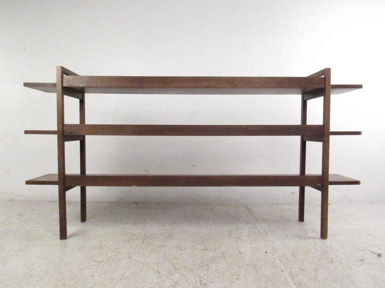 MidCentury Modern Low Bookshelf, Vintage Walnut Bookshelf at 1stDibs