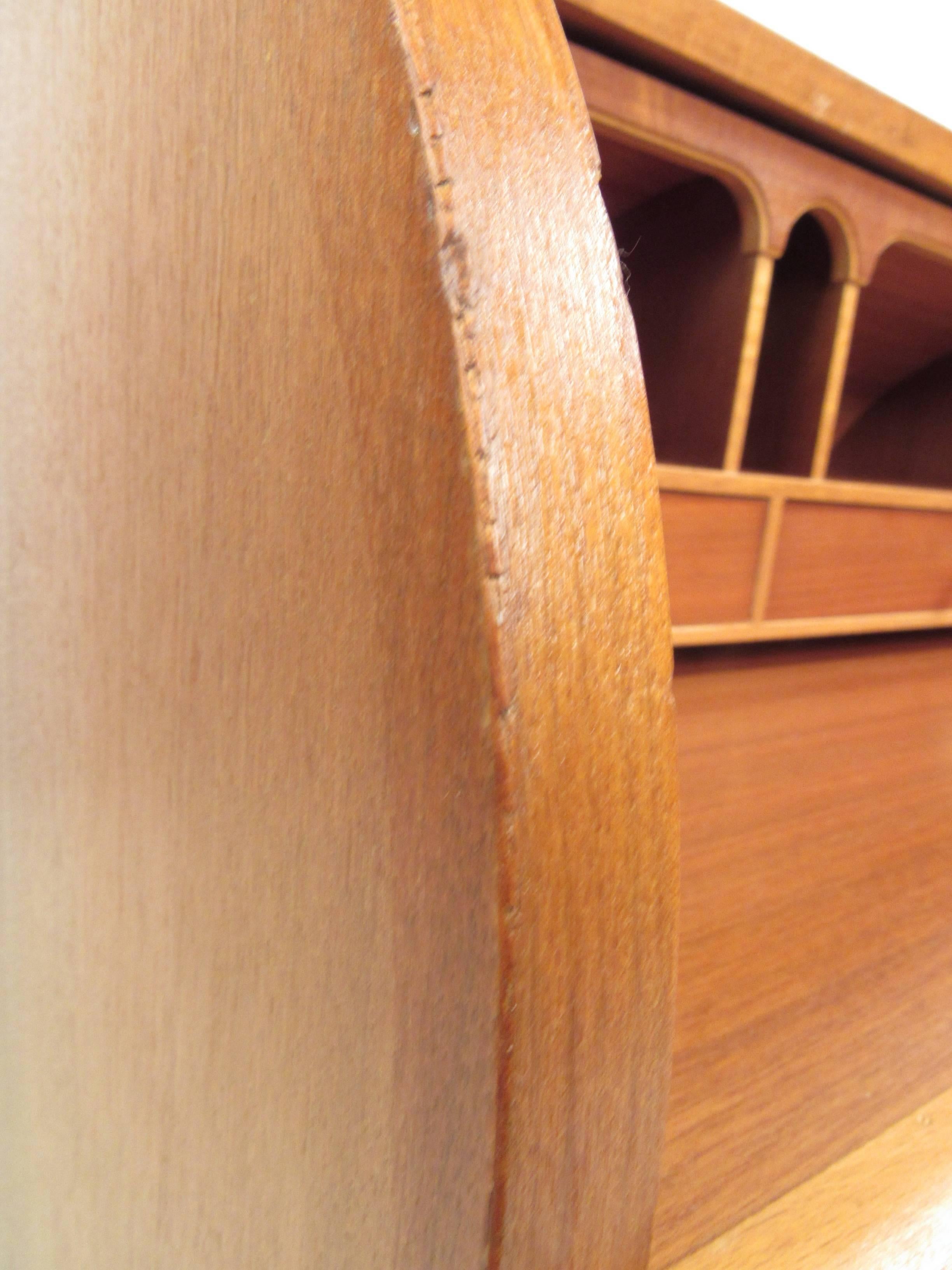 Mid-Century Modern Teak Roll Top Desk 1