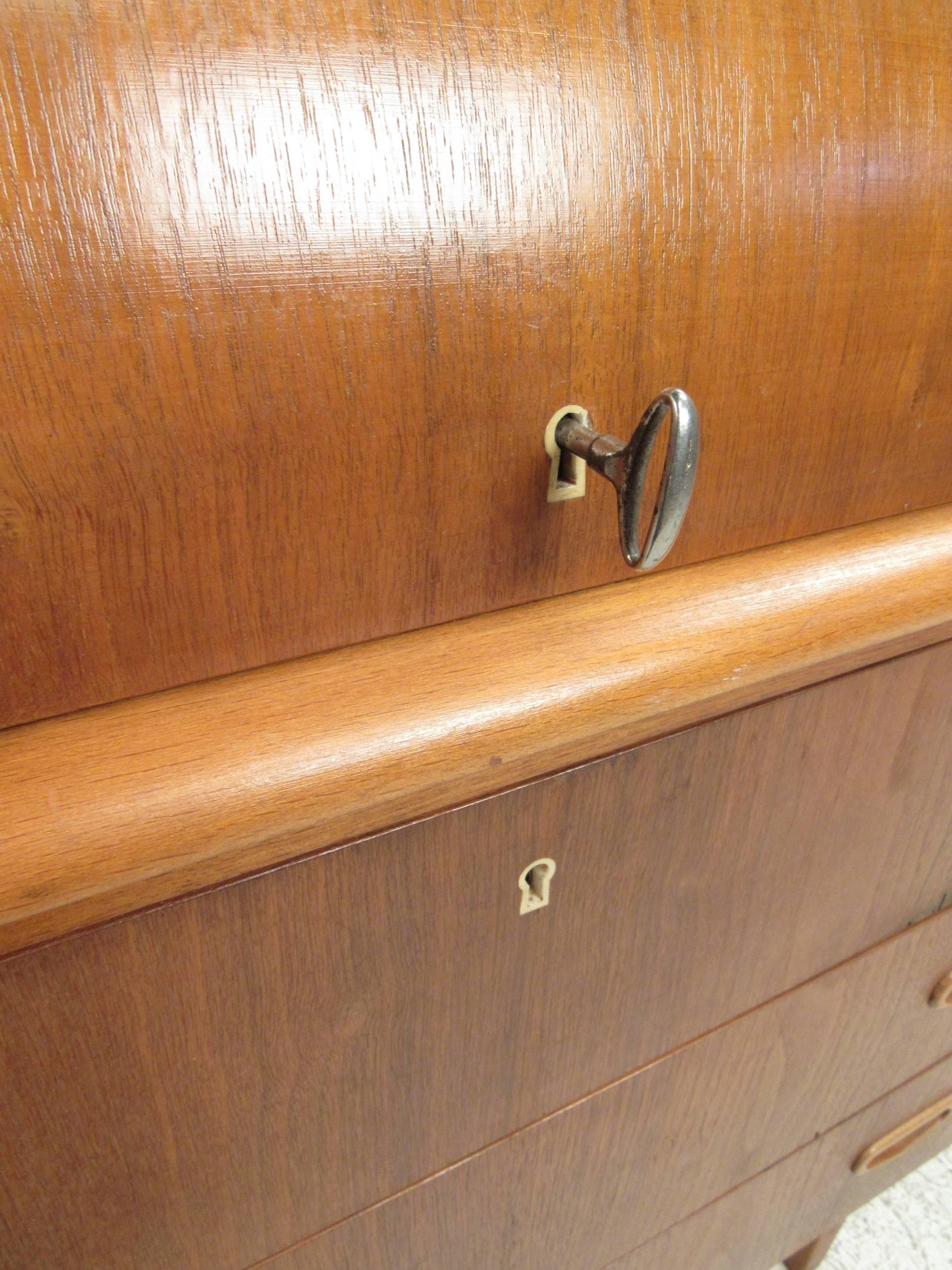 Danish Mid-Century Modern Teak Roll Top Desk