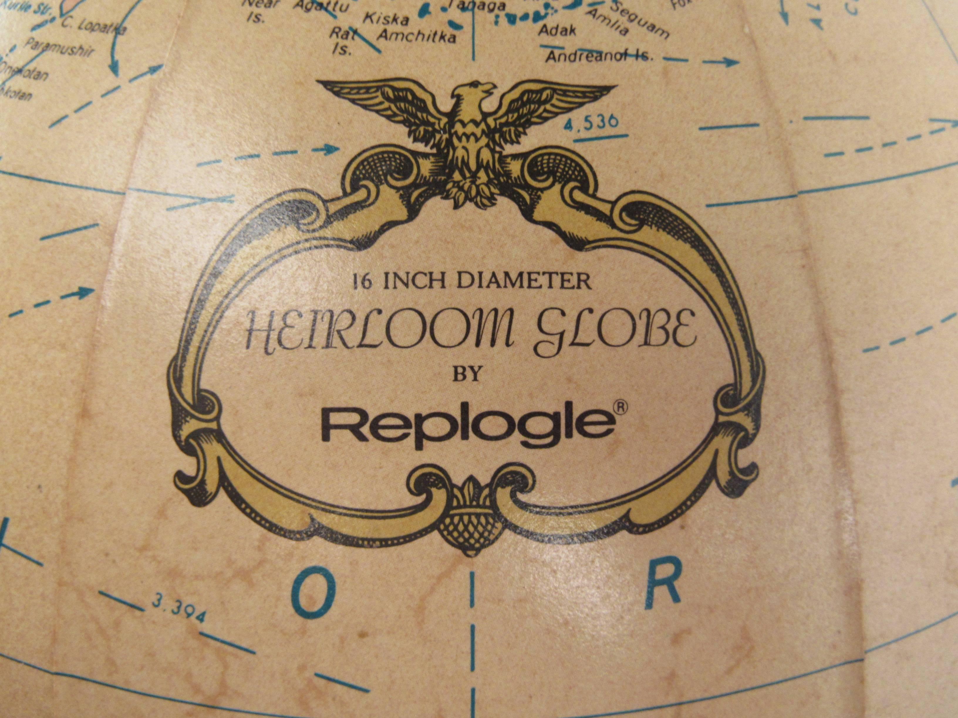 Mid-Century Modern Vintage Heirloom Globe in Walnut Floor Stand by Replogle