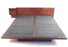Jens Risom Vintage Teak King-Size Platform Bed with End Table