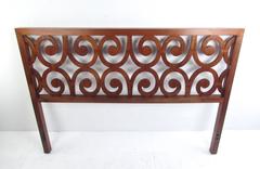 Vintage Queen-Size Bed, Sculpted Mid-Century Headboard