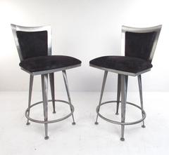 Set of Three Italian Modern Swivel Barstools