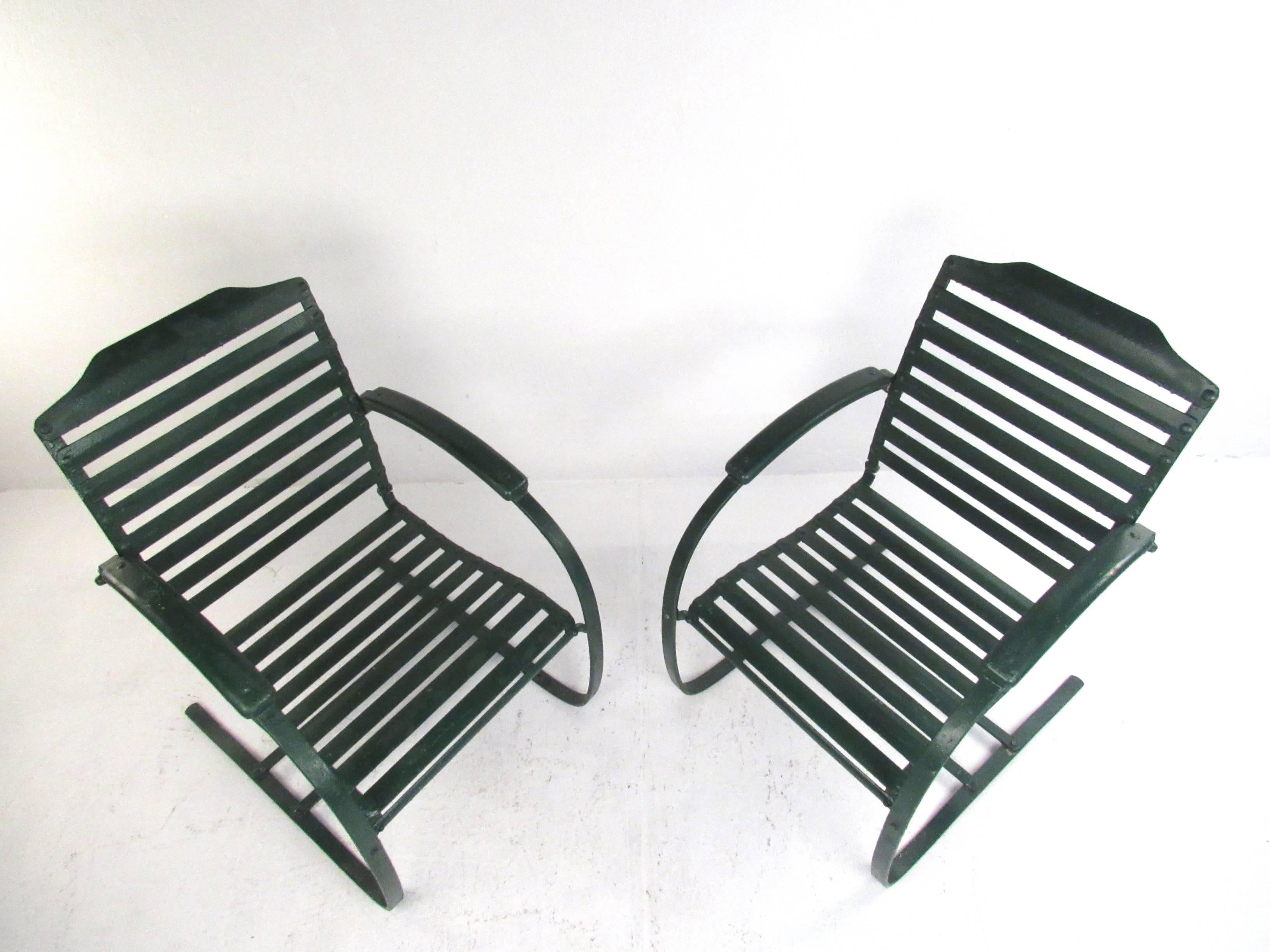 vintage spring steel outdoor chairs