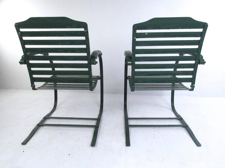 Pair of Vintage Metal Spring Chairs, MidCentury Patio Furniture For