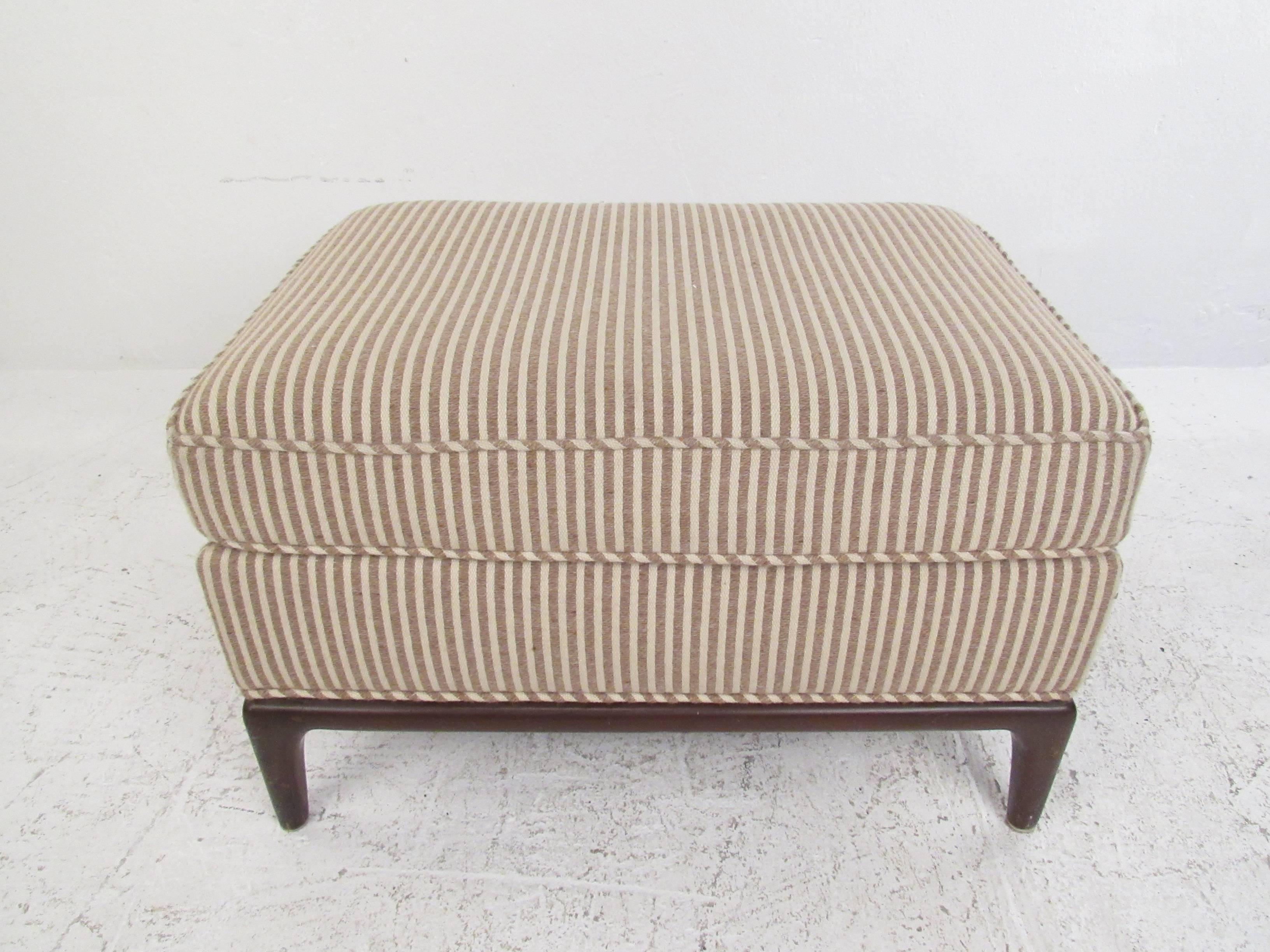 Fabric Mid-Century Modern Lounge Chair with Ottoman after Robsjohn-Gibbings
