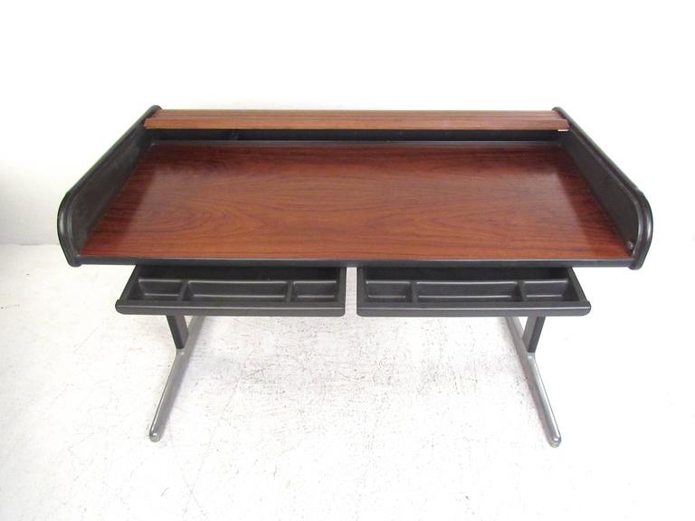 Mid Century Modern Tambour Roll Top Desk By George Nelson For
