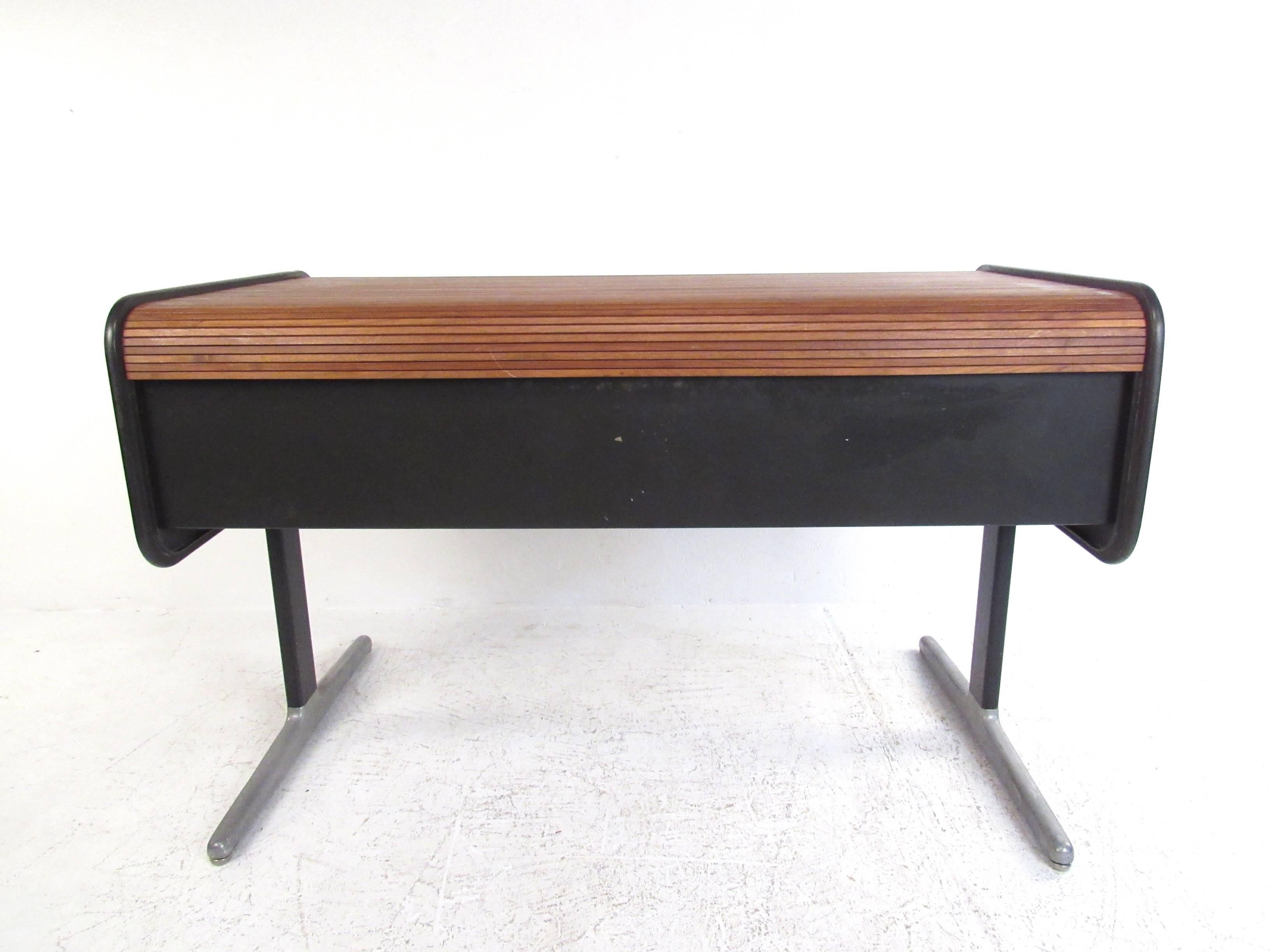 American Mid-Century Modern Tambour Roll-Top Desk by George Nelson for Herman Miller