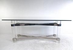 Konsolentisch aus Lucite und Chrom im Karl-Springer-Stil aus der Jahrhundertmitte