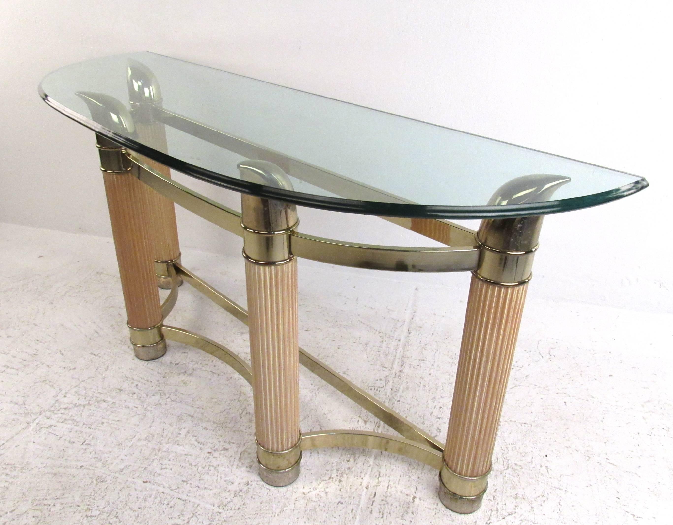 Mid-Century Modern Vintage Modern Demilune Console Table For Sale