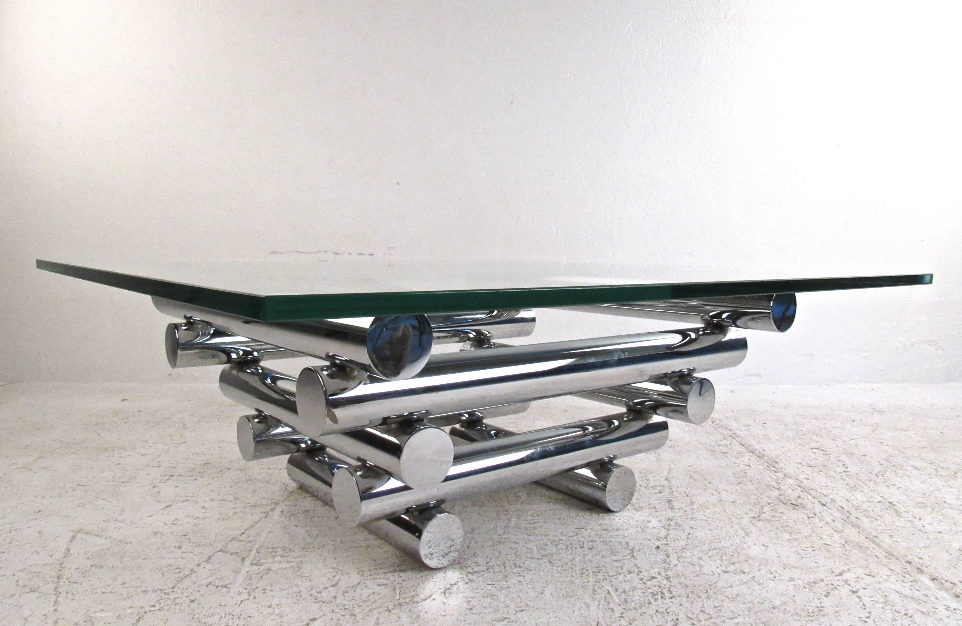 Mid-20th Century Mid-Century Modern Chrome Coffee Table in the Style of Paul Mayen