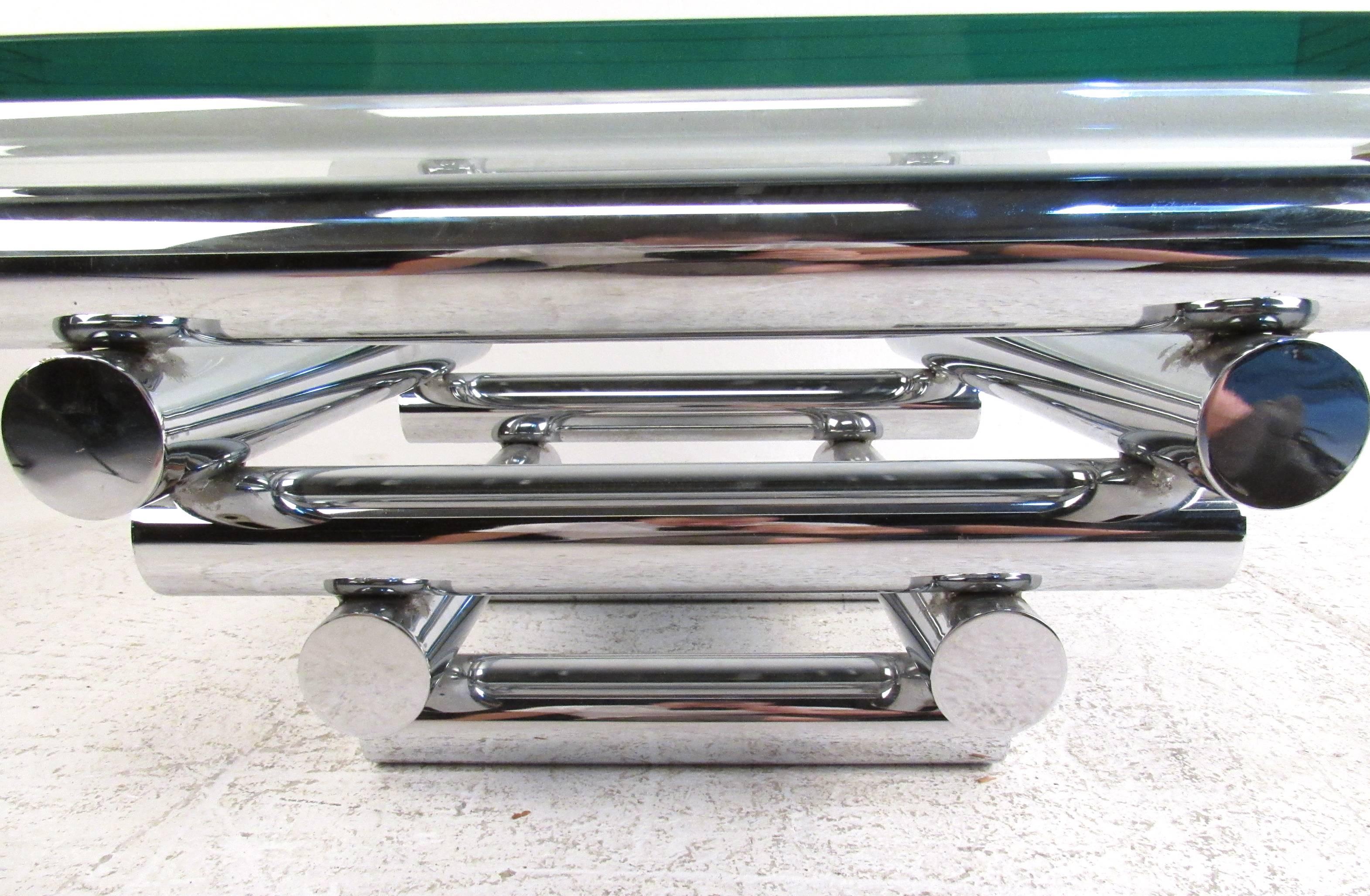 Mid-Century Modern Chrome Coffee Table in the Style of Paul Mayen In Good Condition In Brooklyn, NY