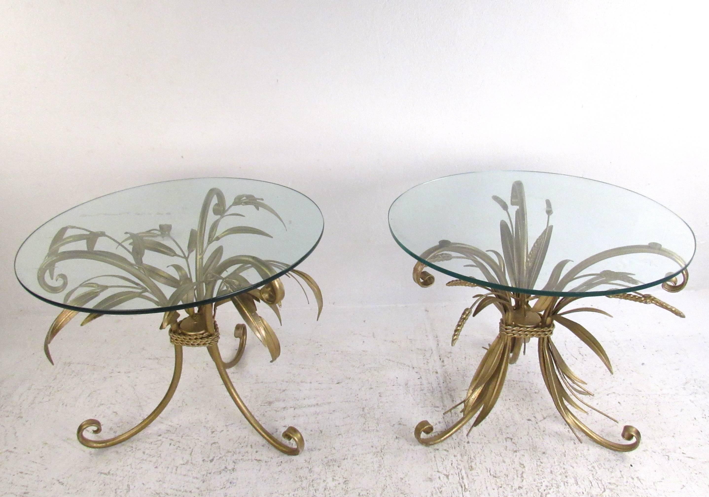 Pair of Mid-Century Coco Chanel Style Wheat Sheath End Tables In Good Condition In Brooklyn, NY