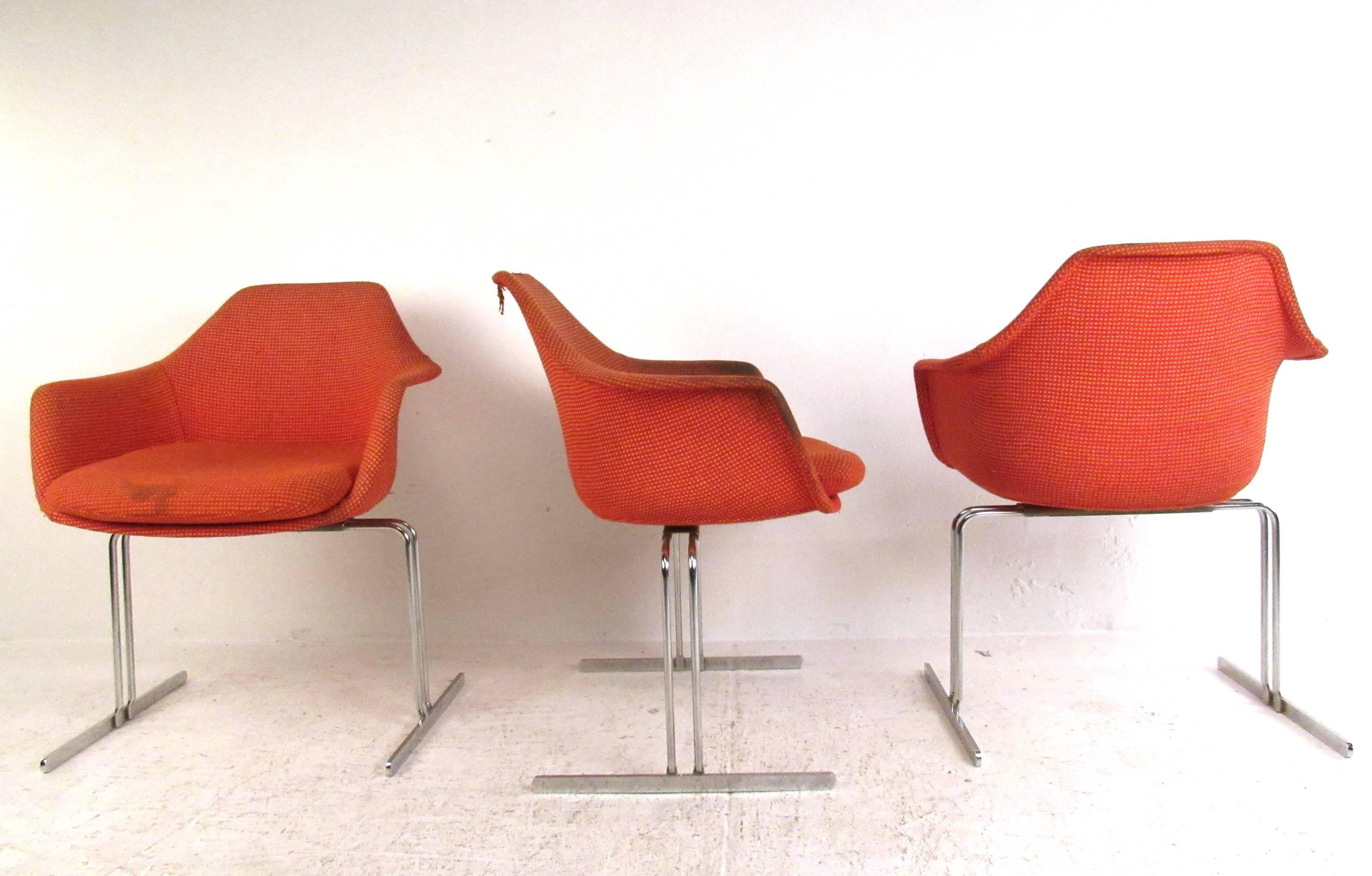 Fin du 20e siècle Ensemble de chaises de conférence vintage de style Knoll en vente
