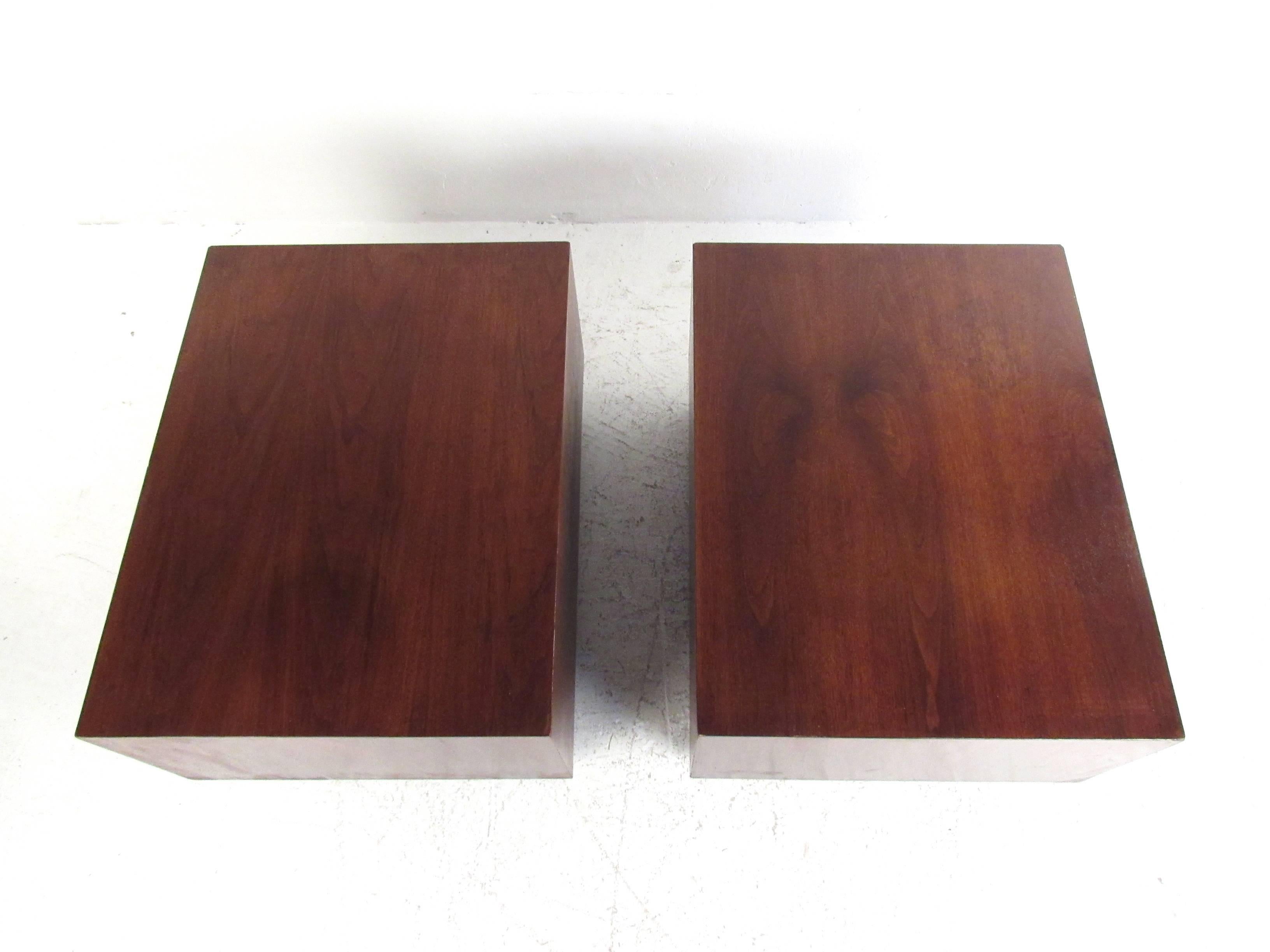 American Pair of Mid-Century End Table's with Drop Front Storage