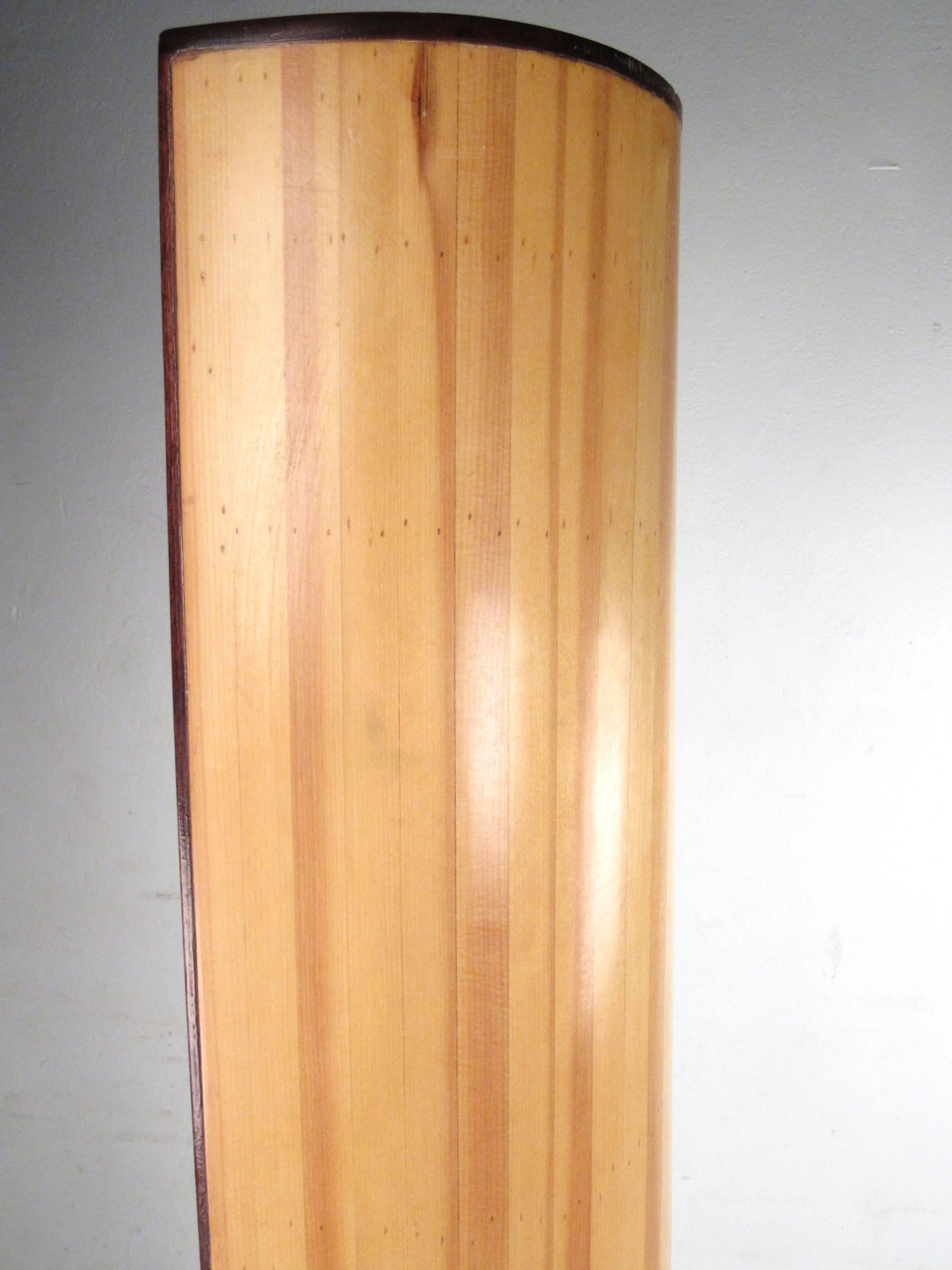 Mid-Century Modern Vintage Bamboo Tiki Style Swivel Shop Display Shelf For Sale