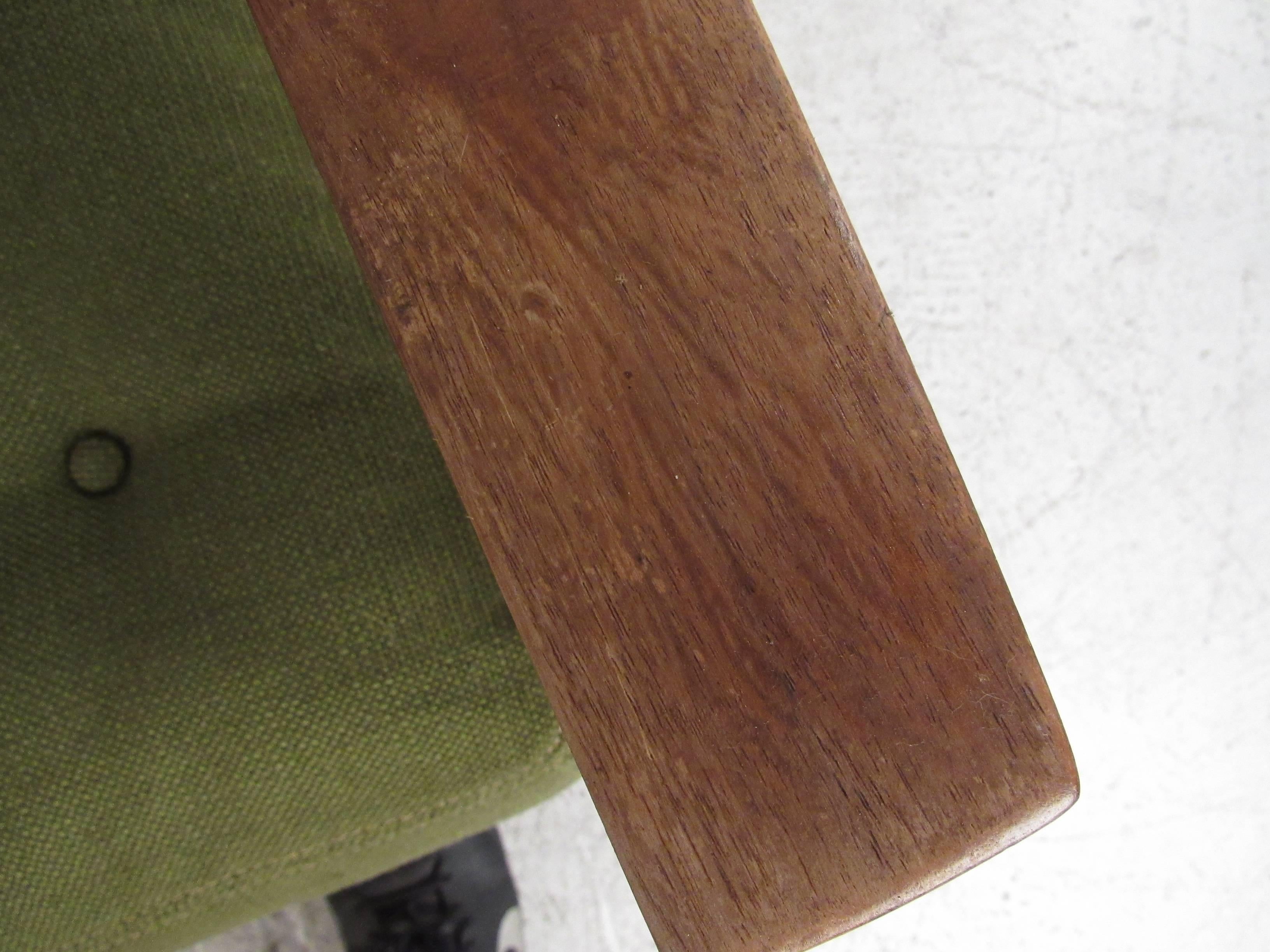 Walnut Pair of Vintage Tufted Lounge Chairs by Gunlocke