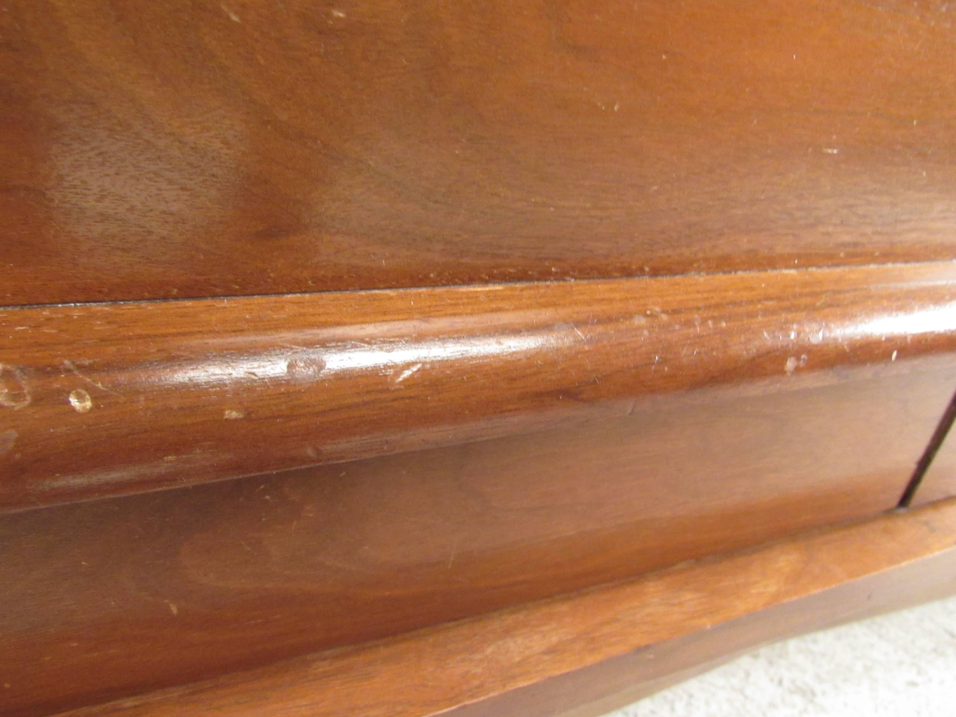 Walnut Mid-Century Modern Curved Front Dresser