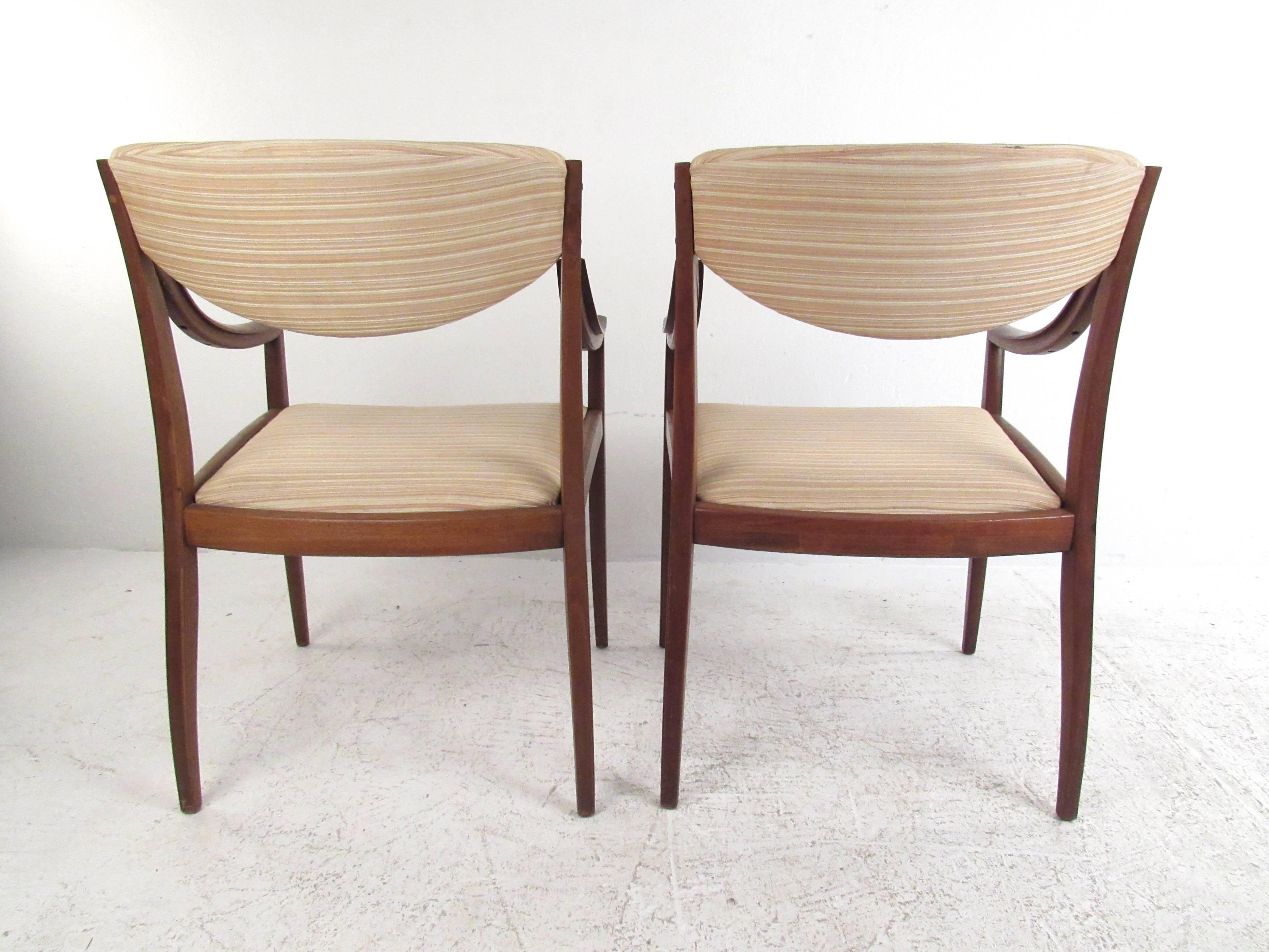 Fabric Mid-Century American Walnut Dining Chairs by Drexel