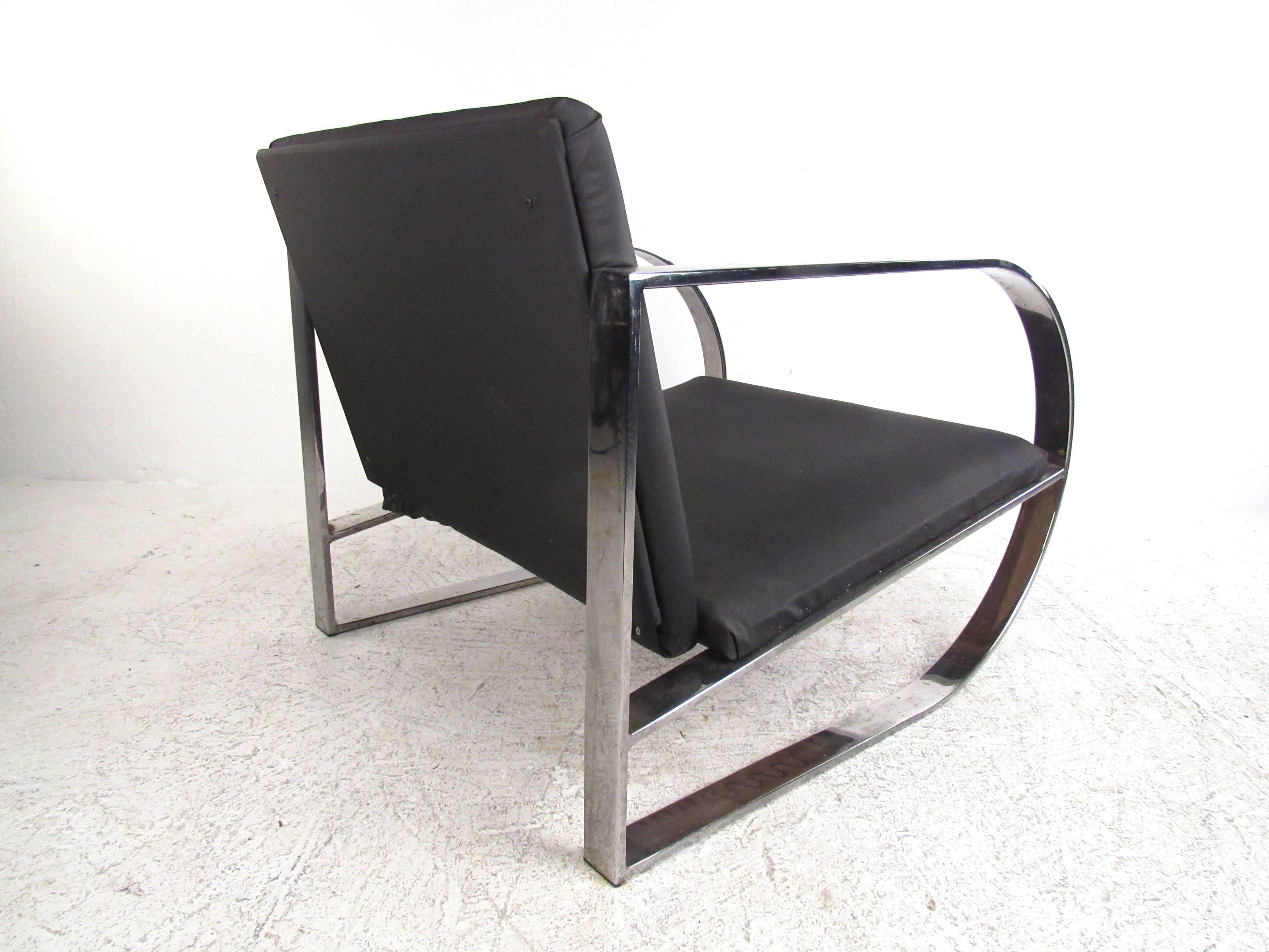 Loungesessel mit Chromrahmen von John Mascheroni für Swaim Originals (Ende des 20. Jahrhunderts)