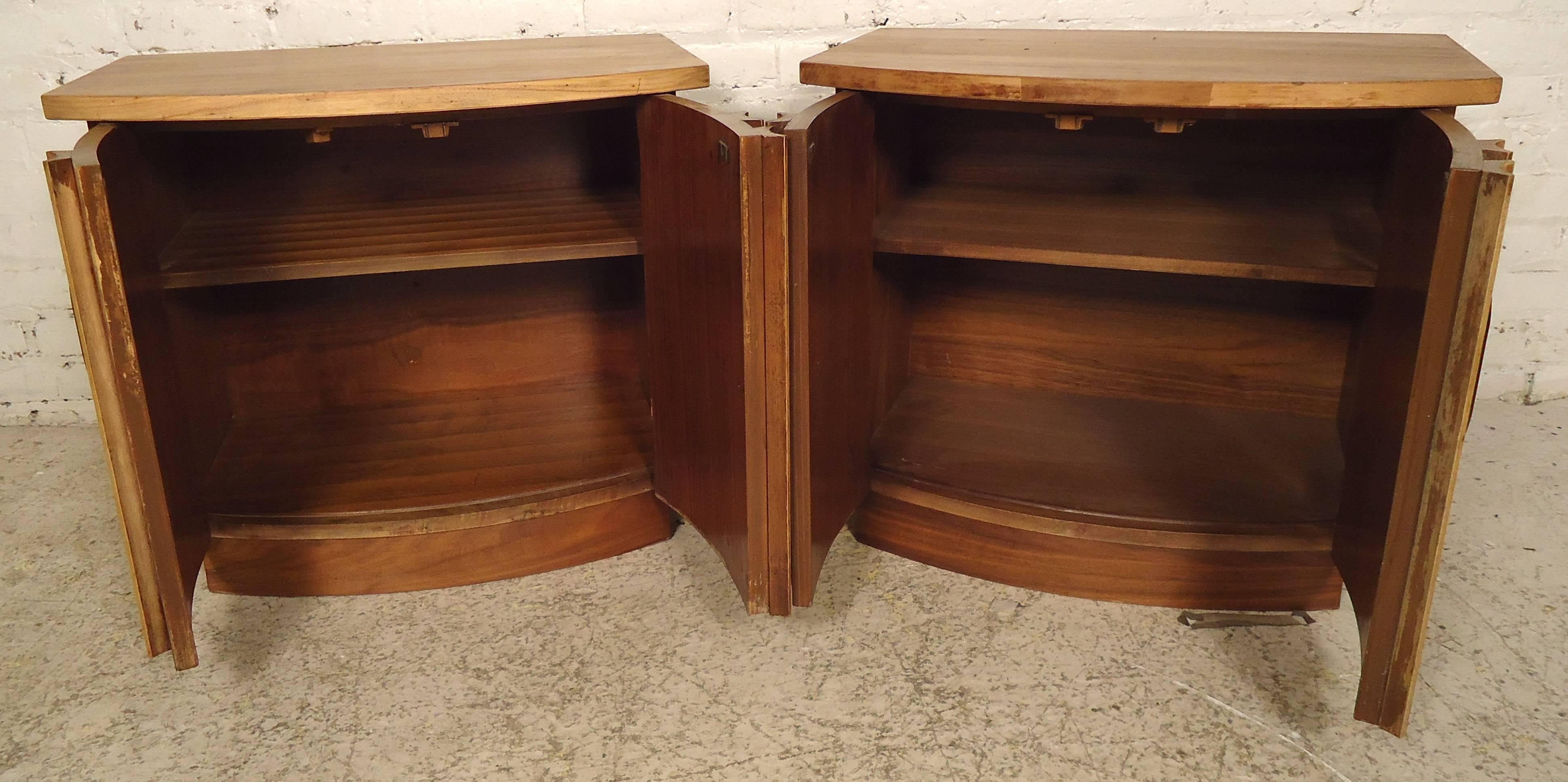 Mid-Century Modern Bowed Front Bedside Tables