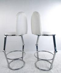 Pair of Mid-Century Style Chrome and Vinyl Bar Stools