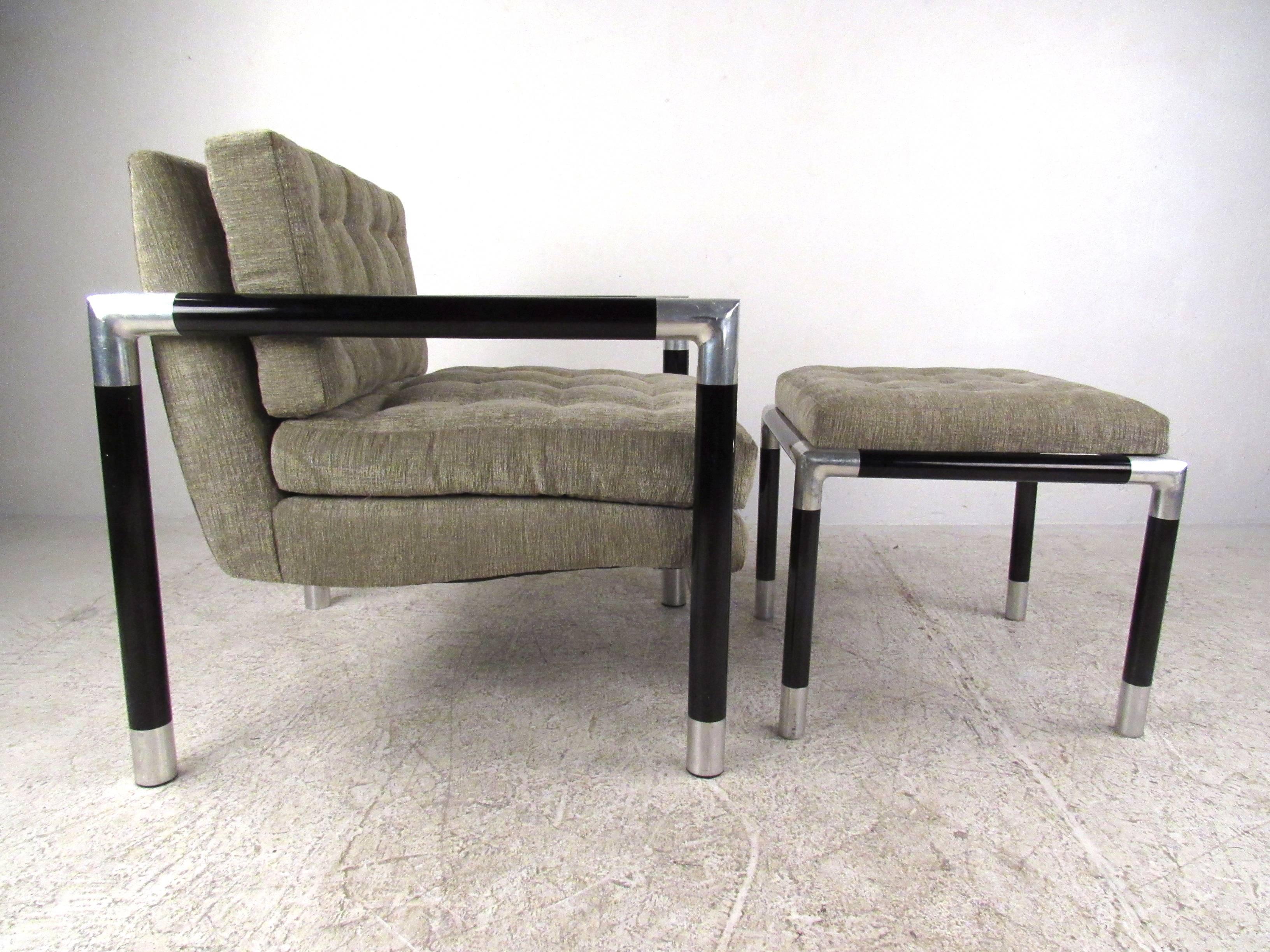 Late 20th Century Mid-Century Modern Dunbar Style Lounge Chair with Ottoman