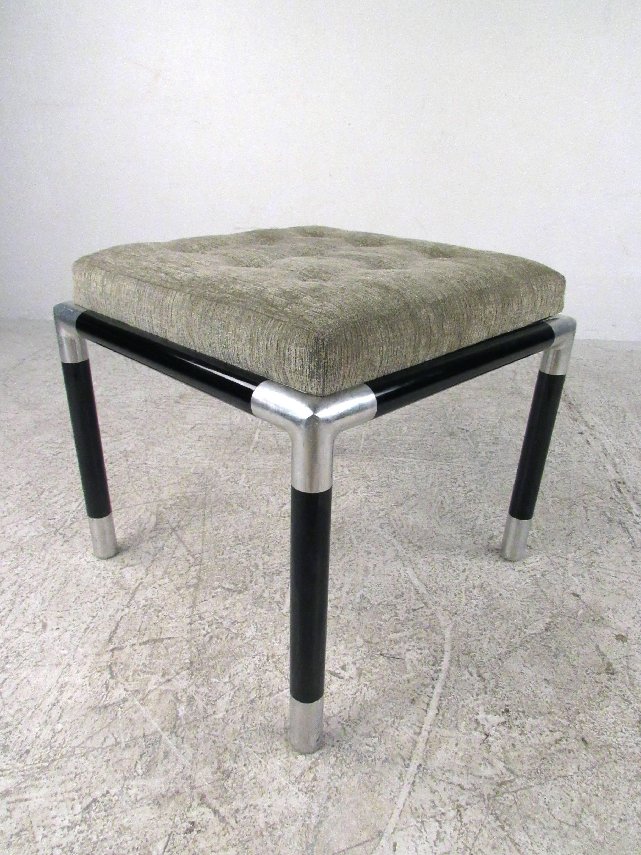 Aluminum Mid-Century Modern Dunbar Style Lounge Chair with Ottoman