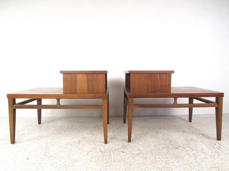 Vintage Modern Two Tier End Tables By, Vintage Lane End Table With Drawer