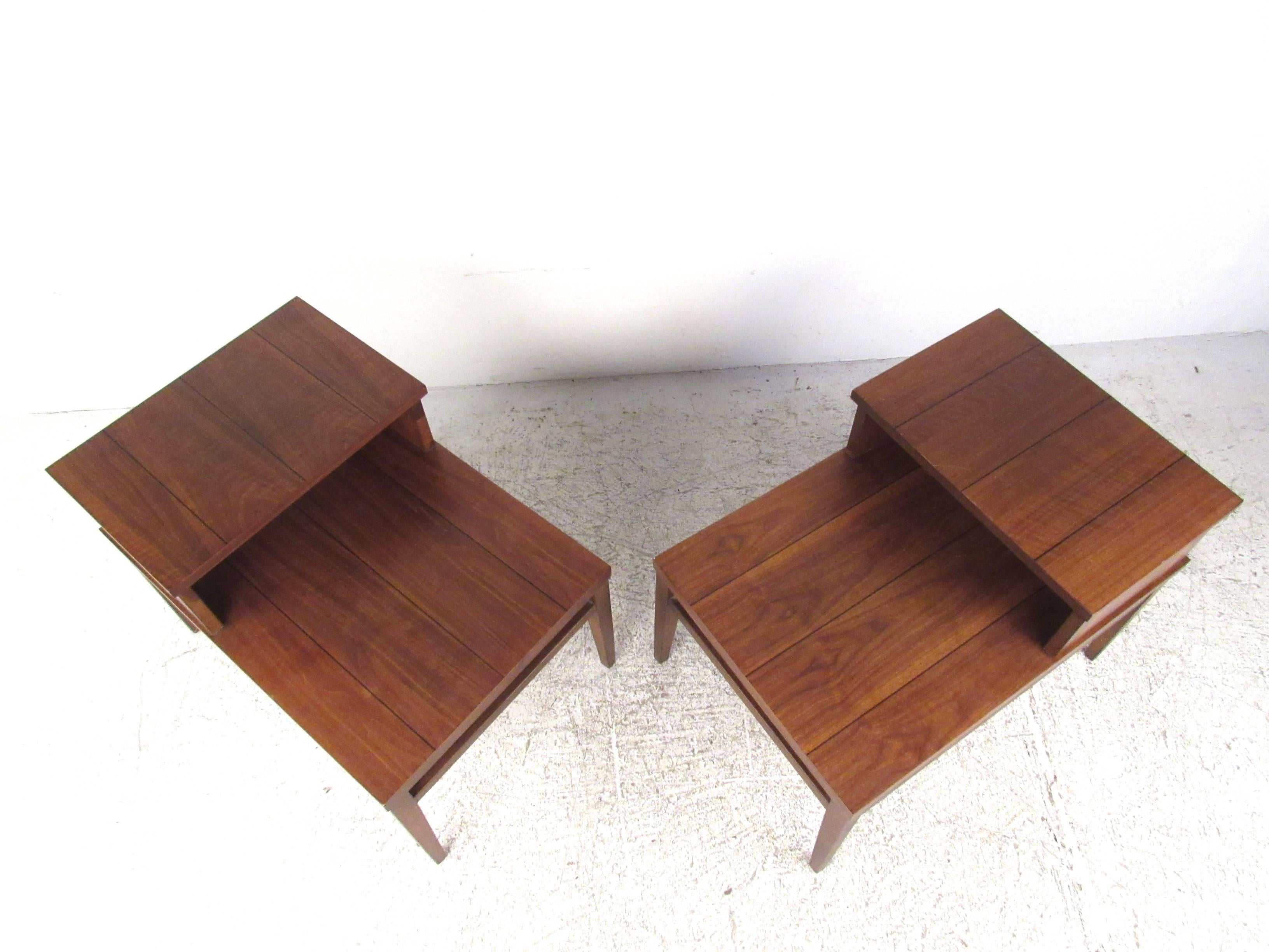 mid century modern two tier end table