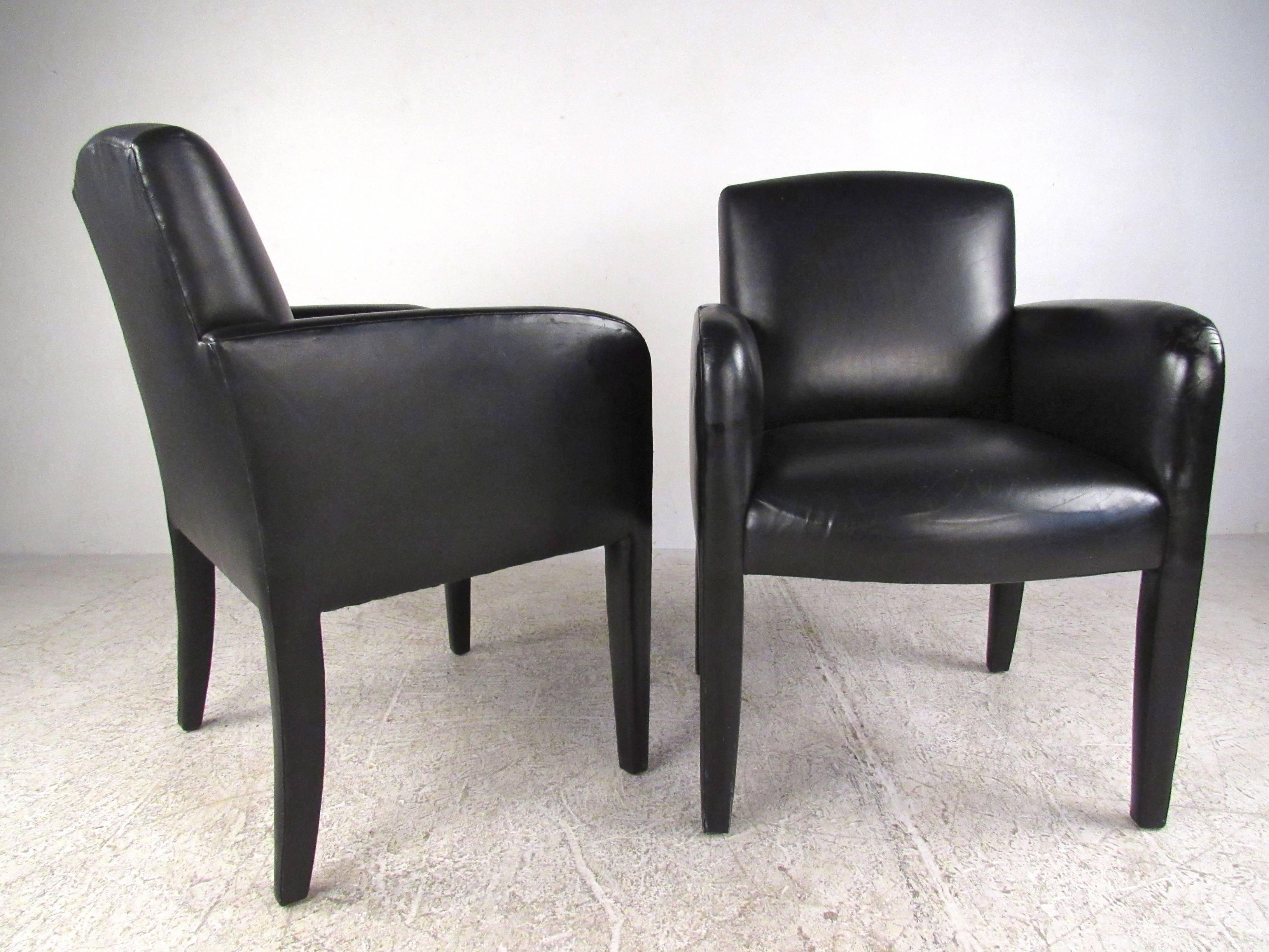 Mid-Century Modern Pair of Vintage Leather Side Chairs by Donghia For Sale