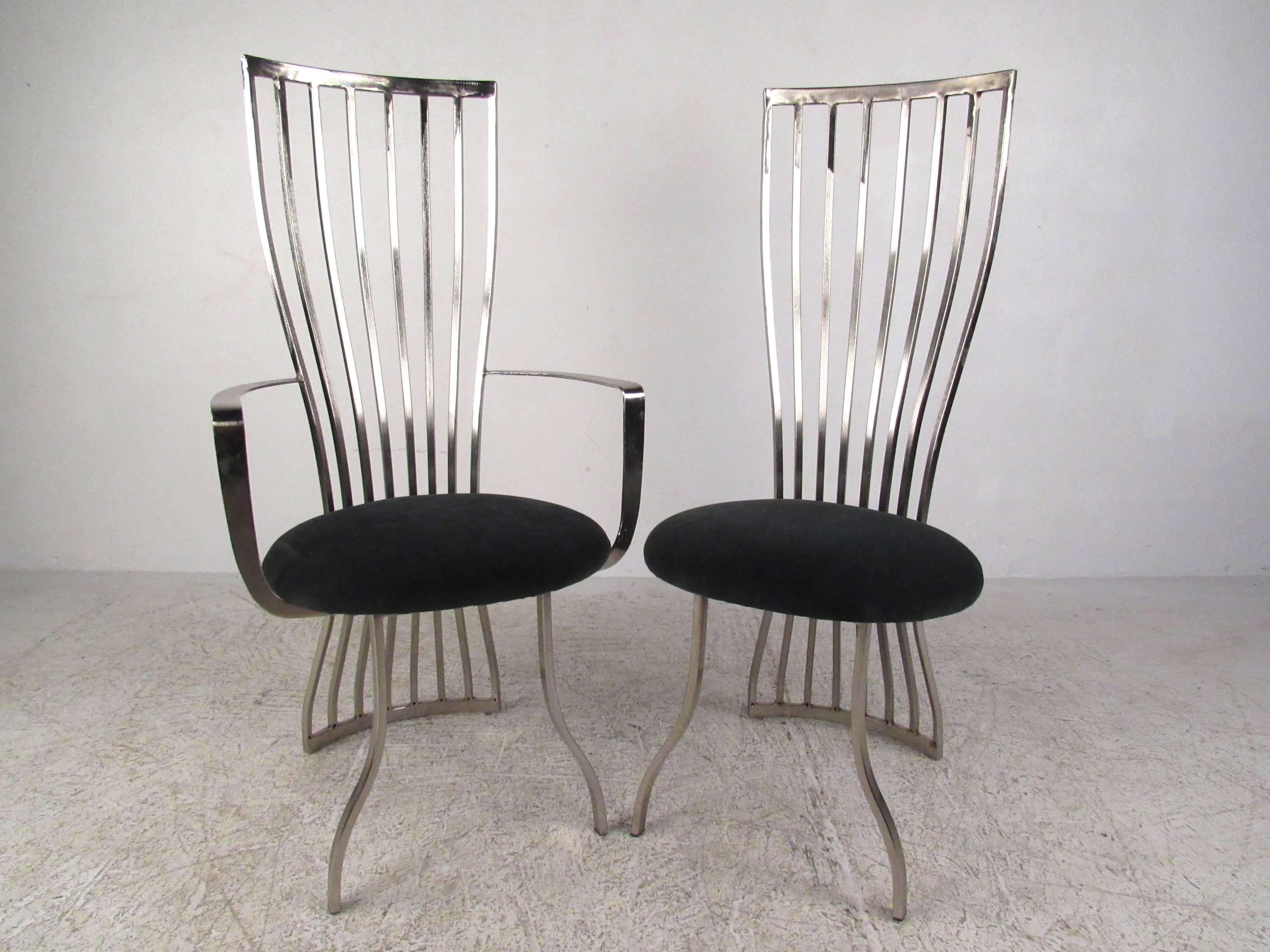 Mid-Century Modern Stunning Modern Set of Sculptural Steel Dining Chairs