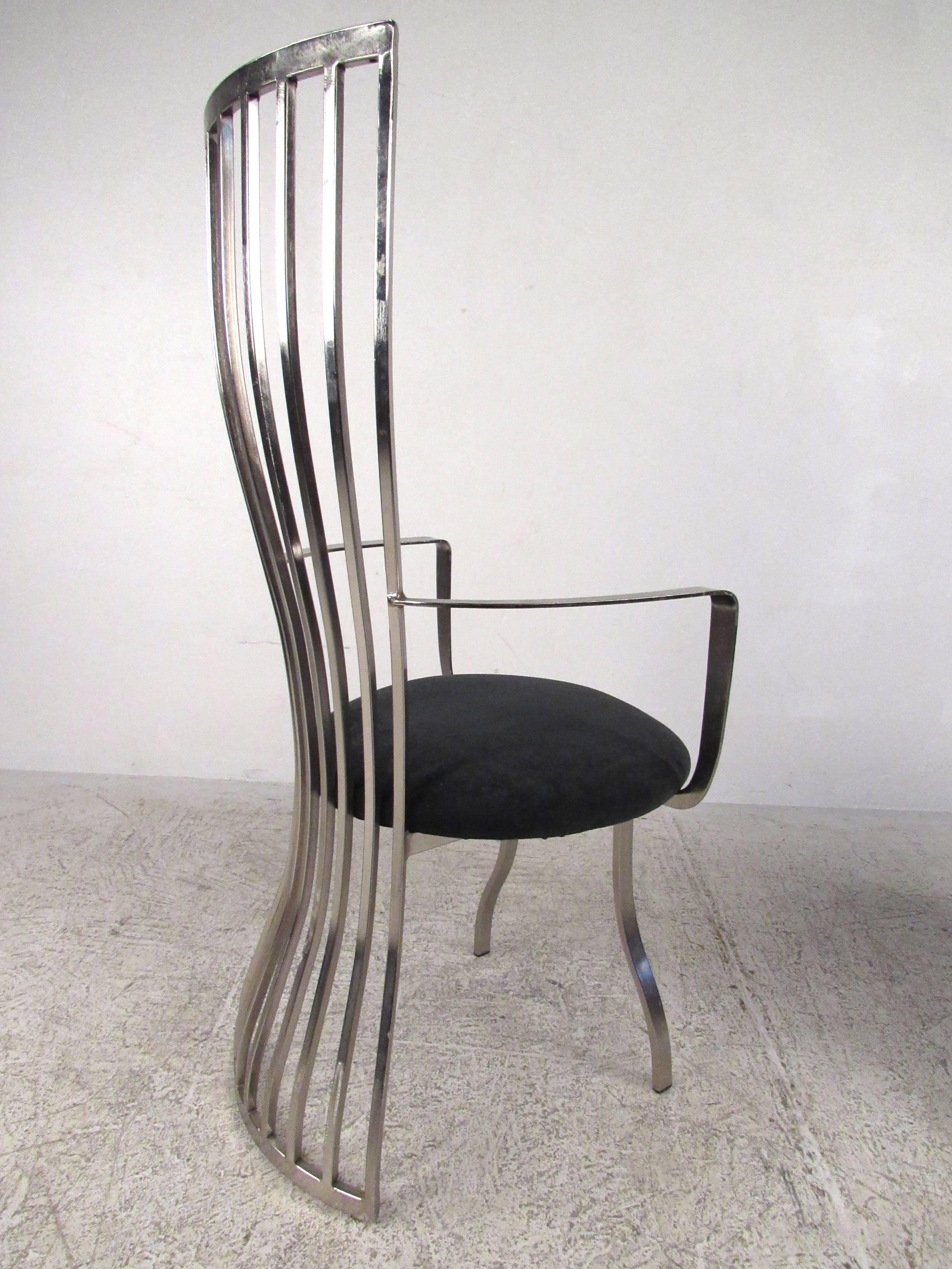 20th Century Stunning Modern Set of Sculptural Steel Dining Chairs