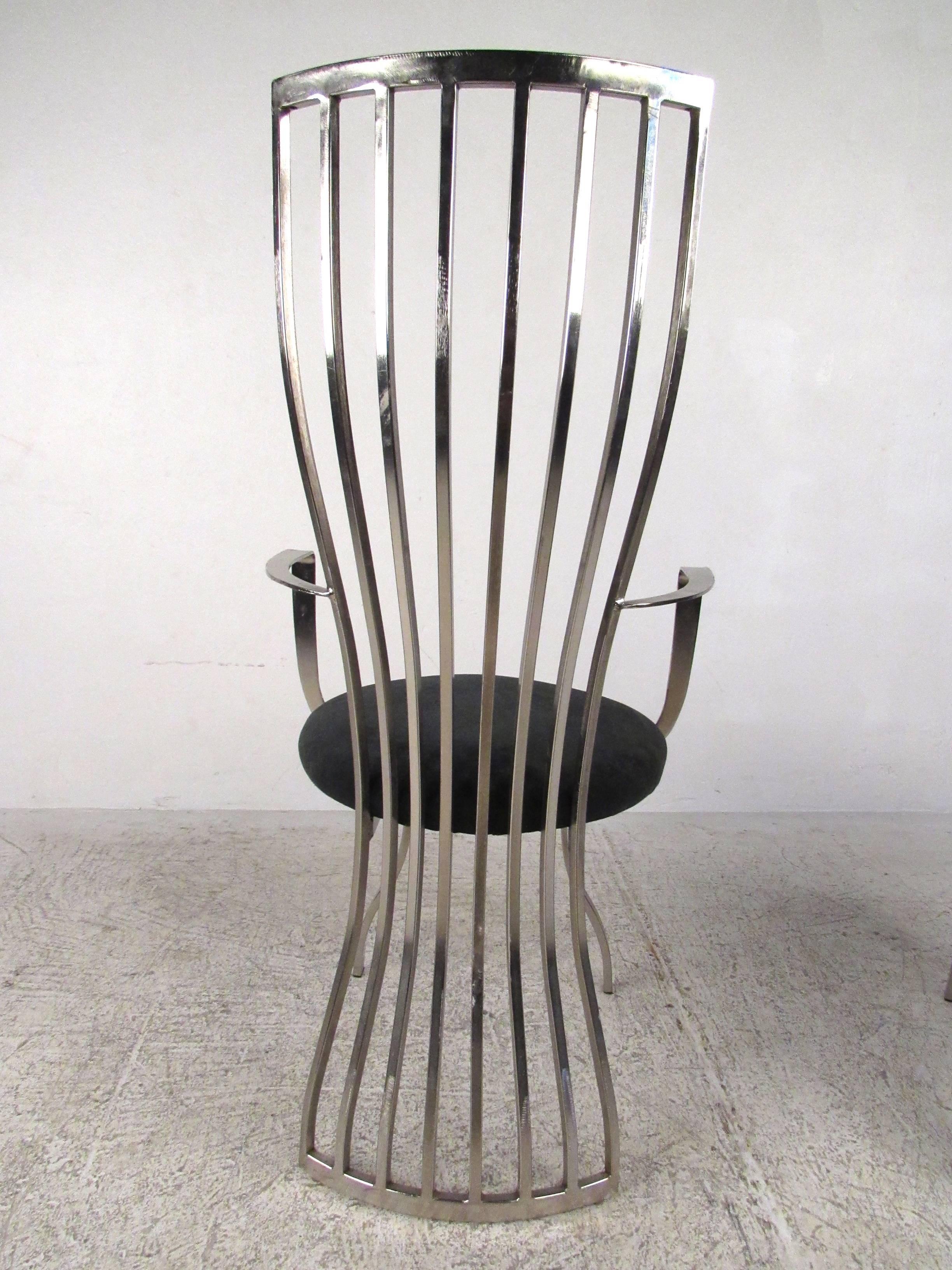 Stunning Modern Set of Sculptural Steel Dining Chairs 2