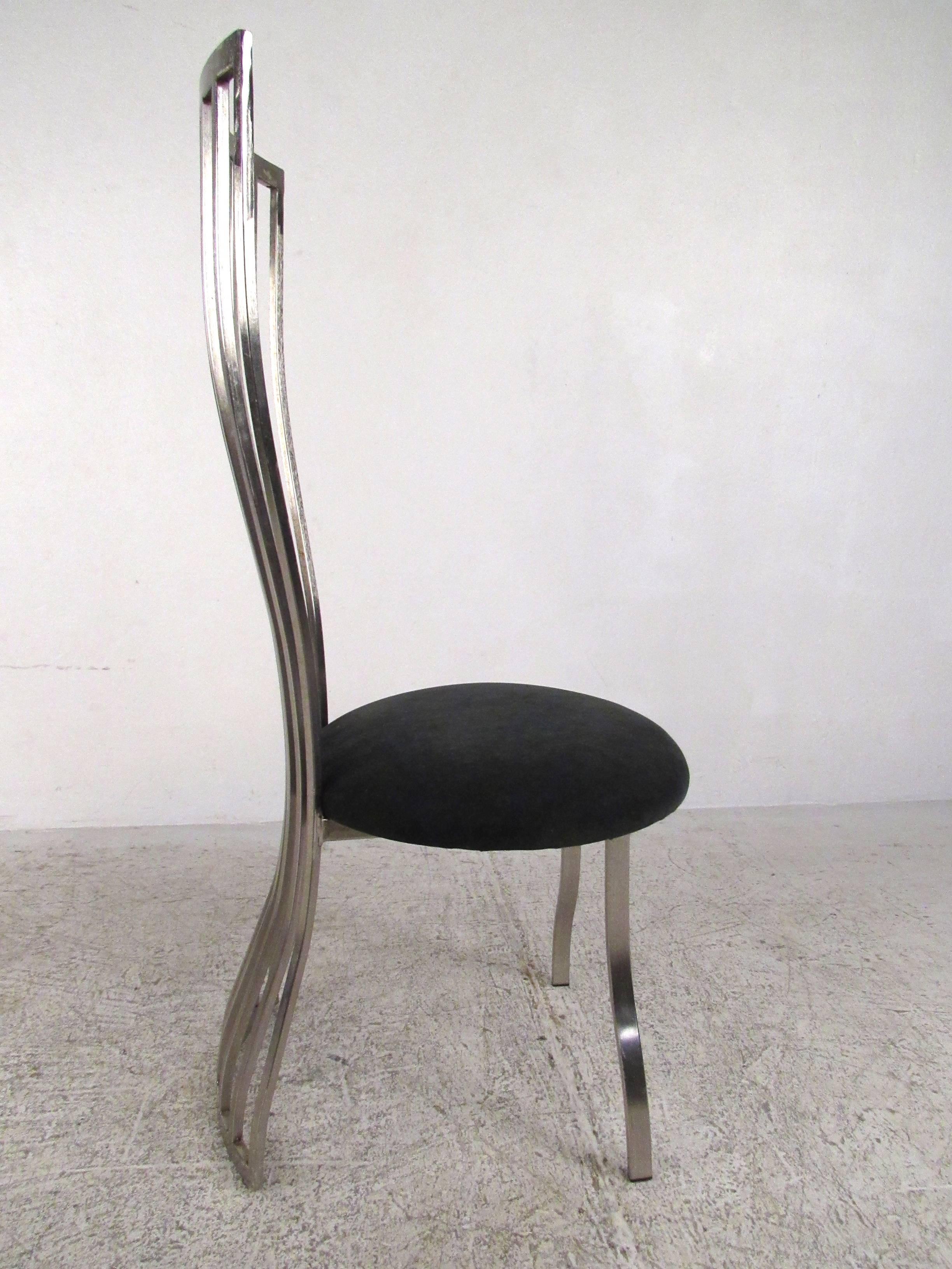 Stunning Modern Set of Sculptural Steel Dining Chairs In Good Condition In Brooklyn, NY