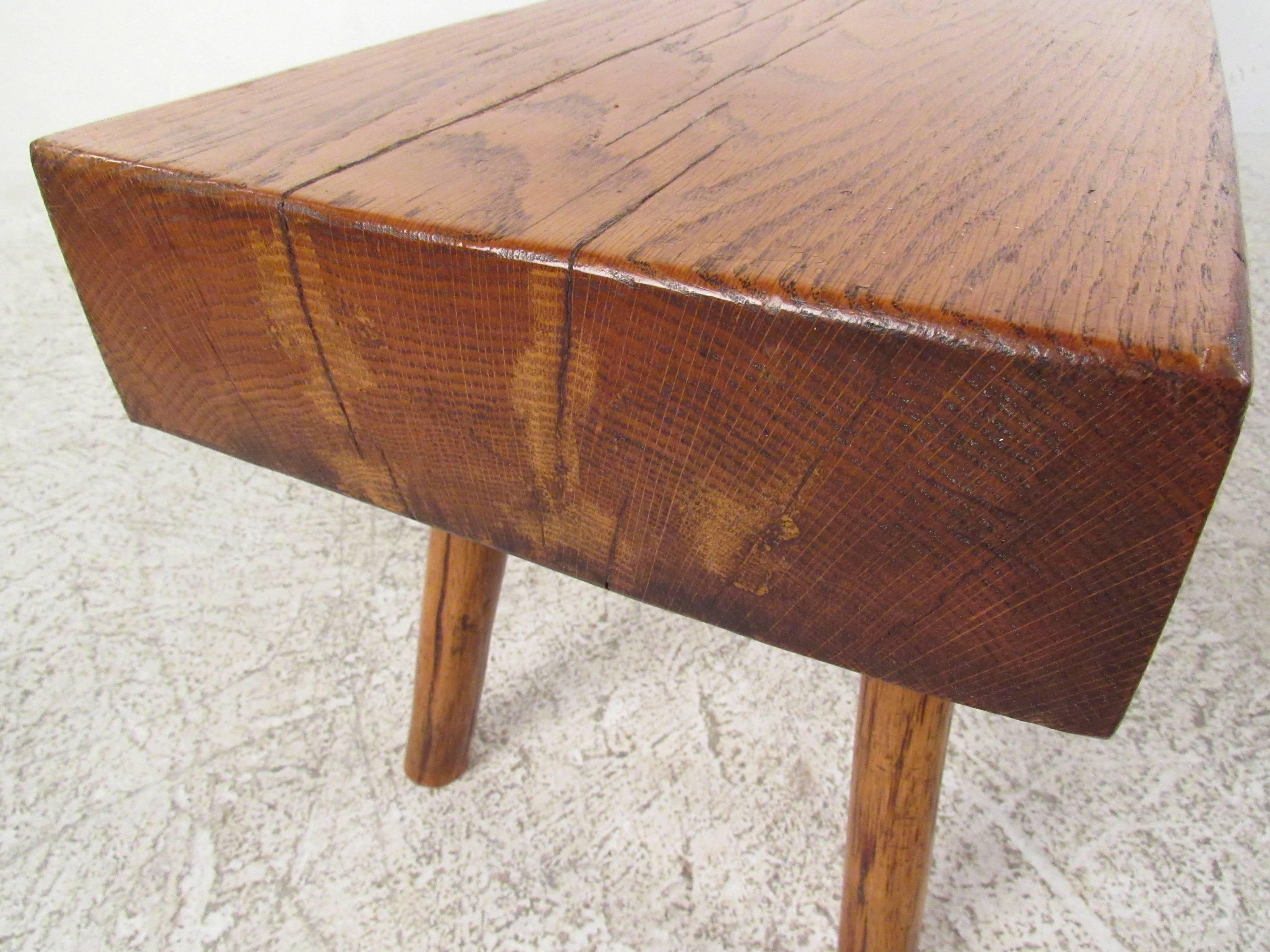 Vintage Rustic Studio Made Solid Oak Bench 3