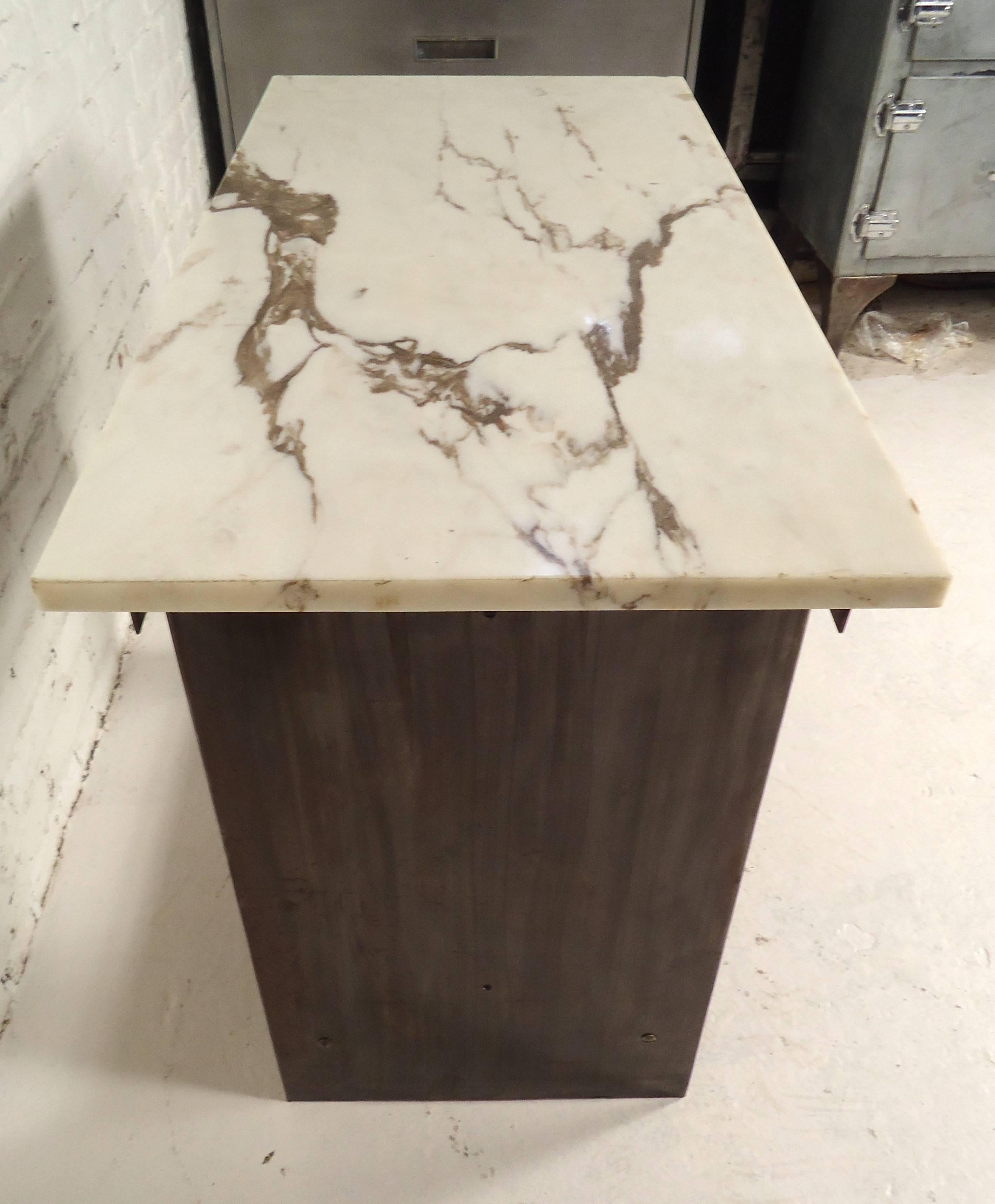 Industrial Marble-Top Table 1