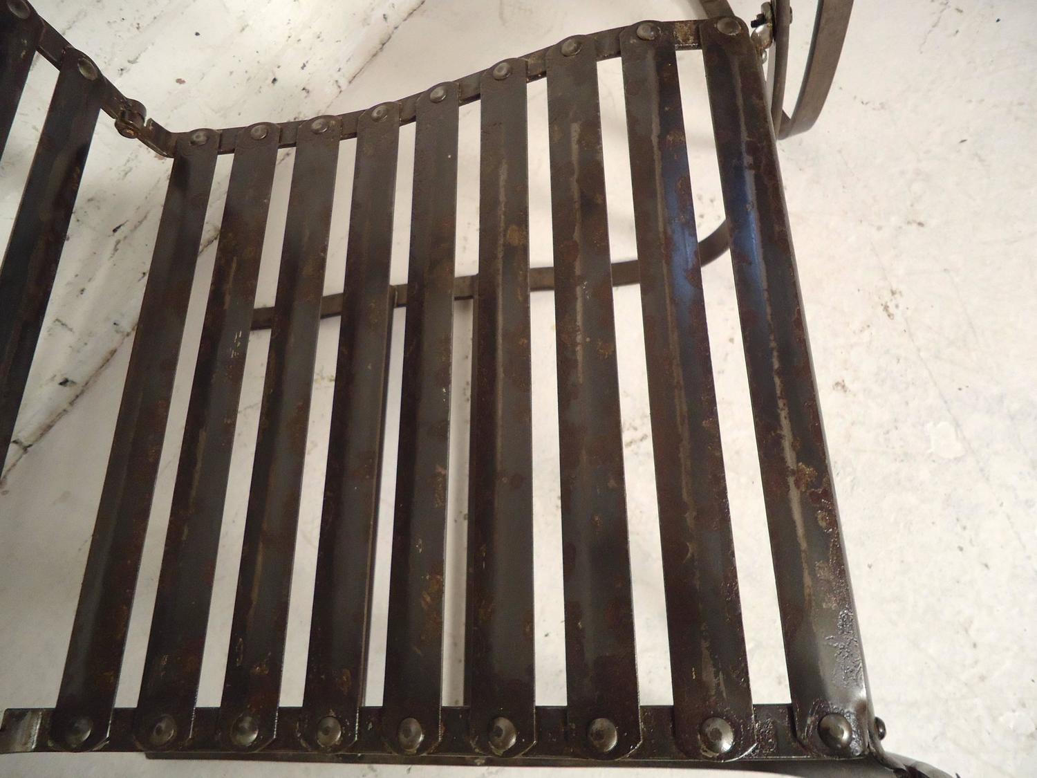 Pair of Vintage Metal Spring Chairs For Sale at 1stdibs