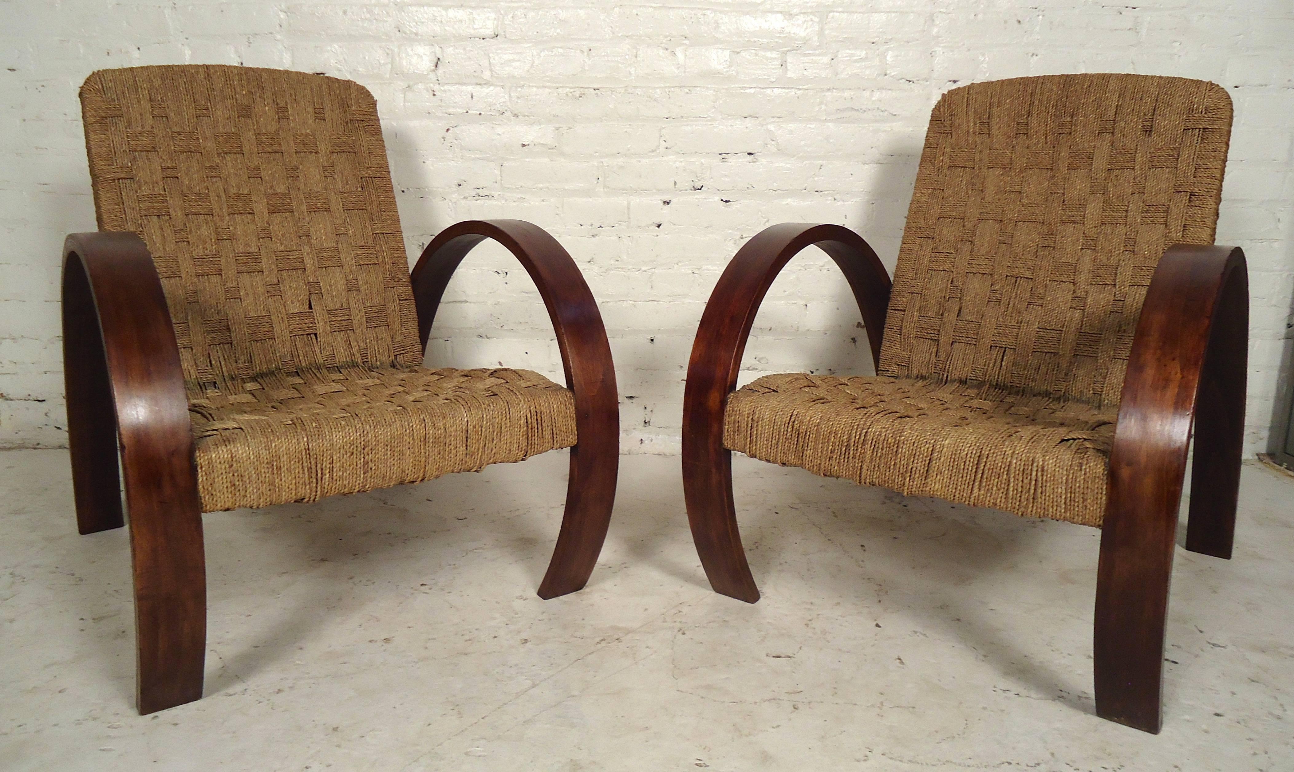 Mid-Century Modern Rope Lounge Chairs in the Style of Bas Van Pelt  In Good Condition In Brooklyn, NY