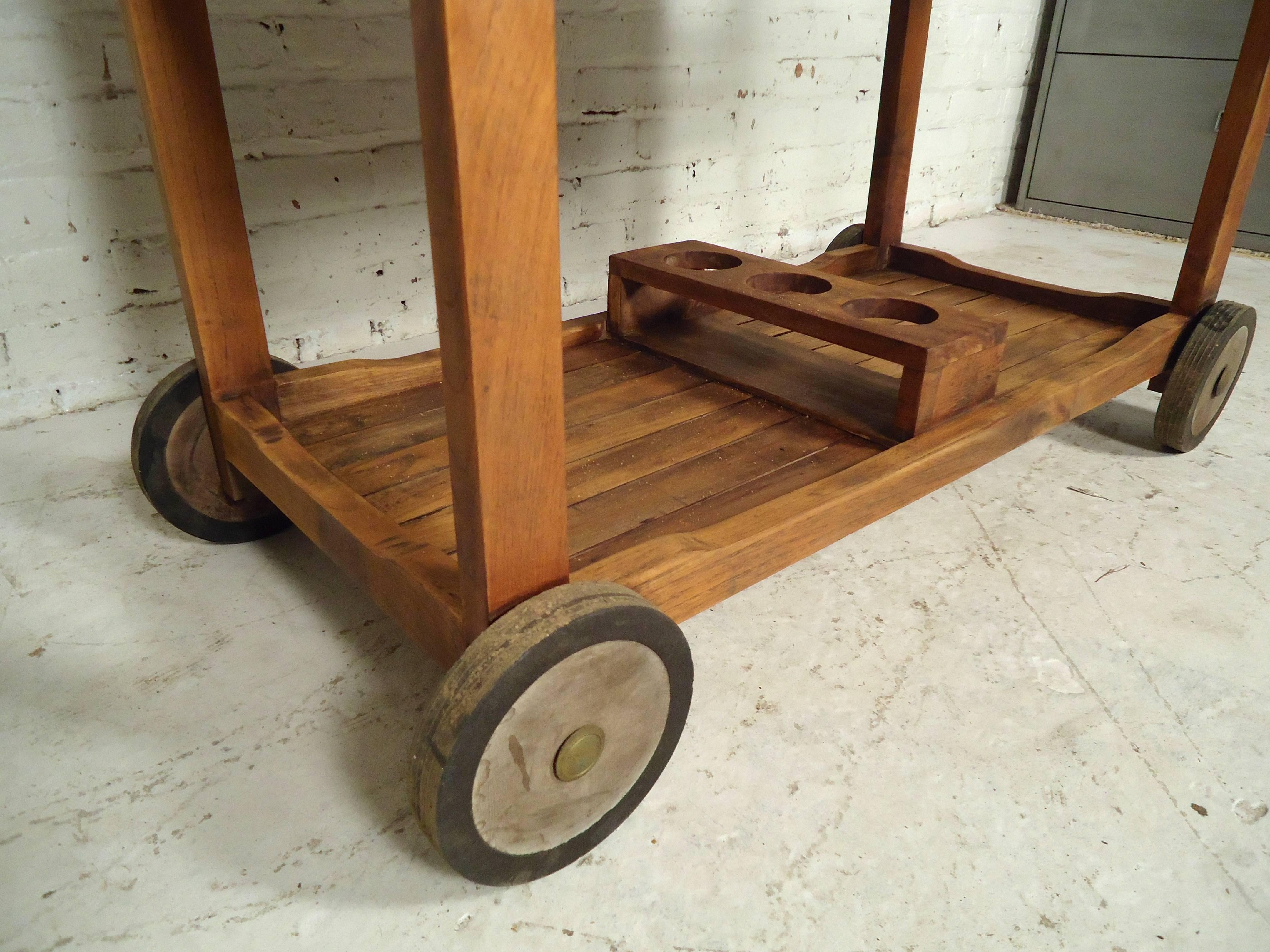 Mid-Century Modern Drop-Leaf Rolling Cart 4