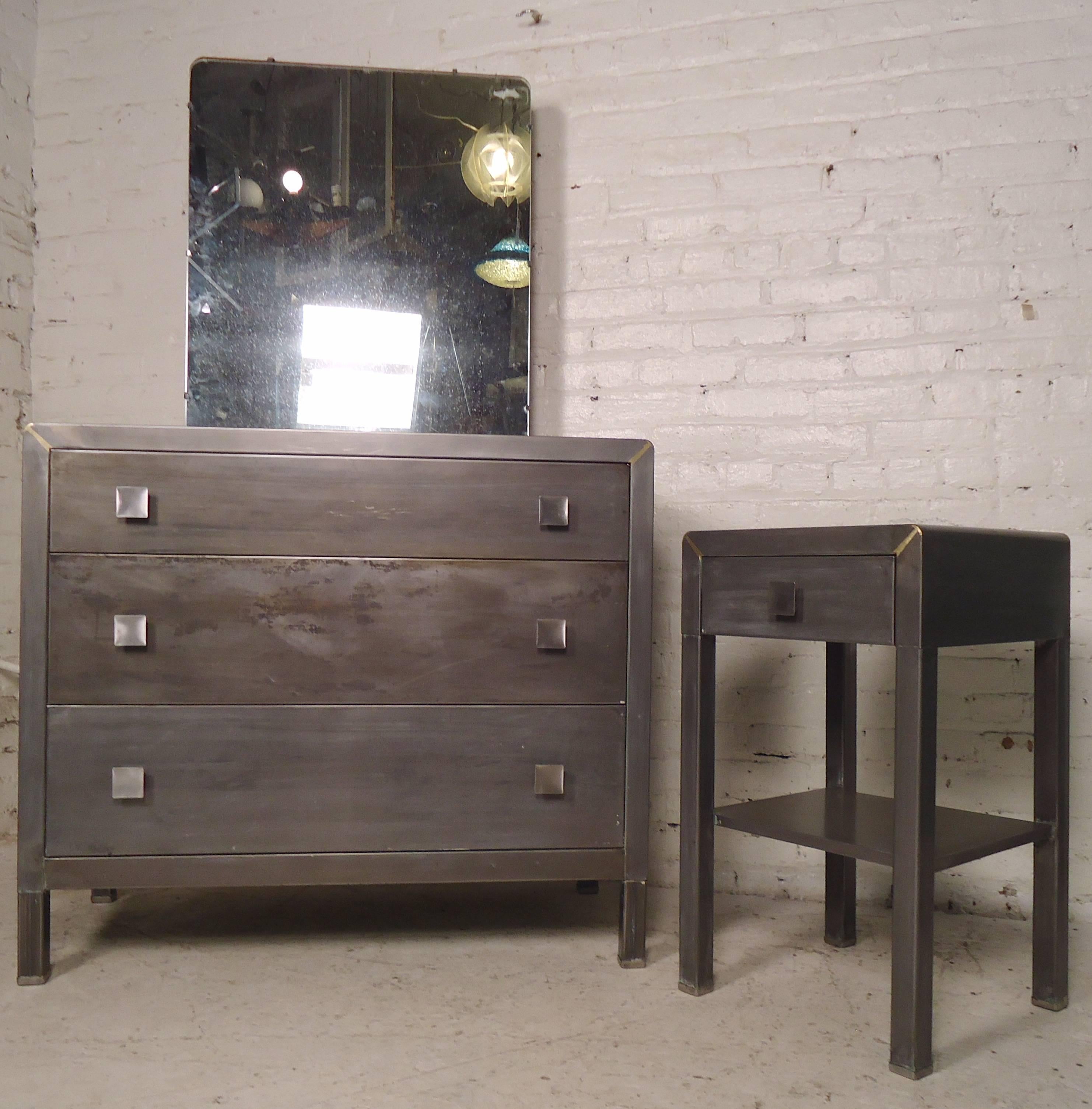 Mid-20th Century Side Table by Simmons with Industrial Style Finish