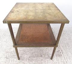 Mid-Century Modern Two-Tier Brass End Table