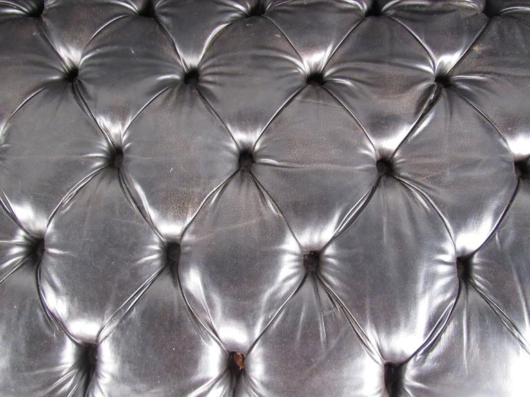 Vintage Black Vinyl Chesterfield Sofa by Baker at 1stDibs