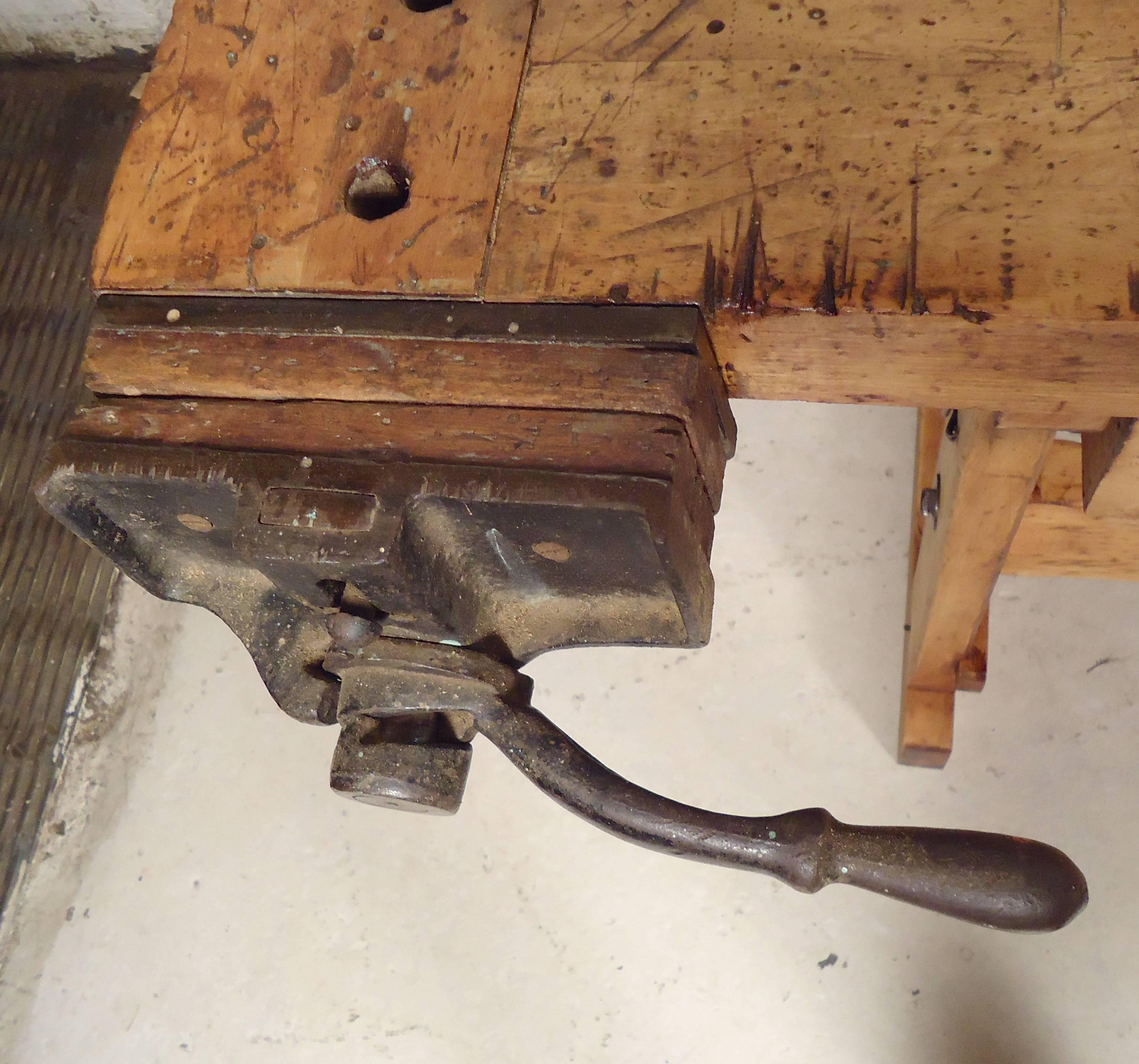 Vintage Work Bench with Vice 1