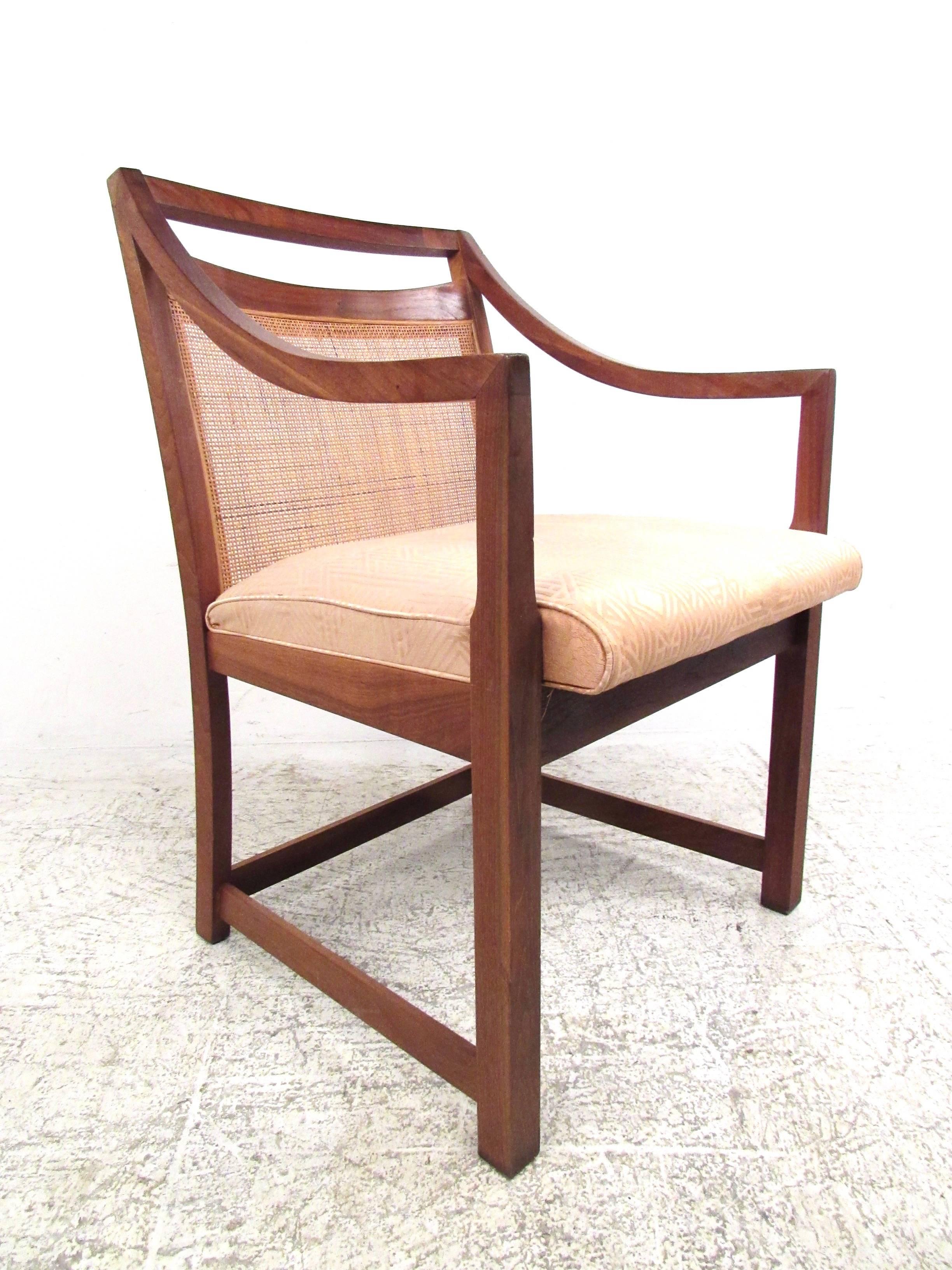 mid century modern cane back dining chairs