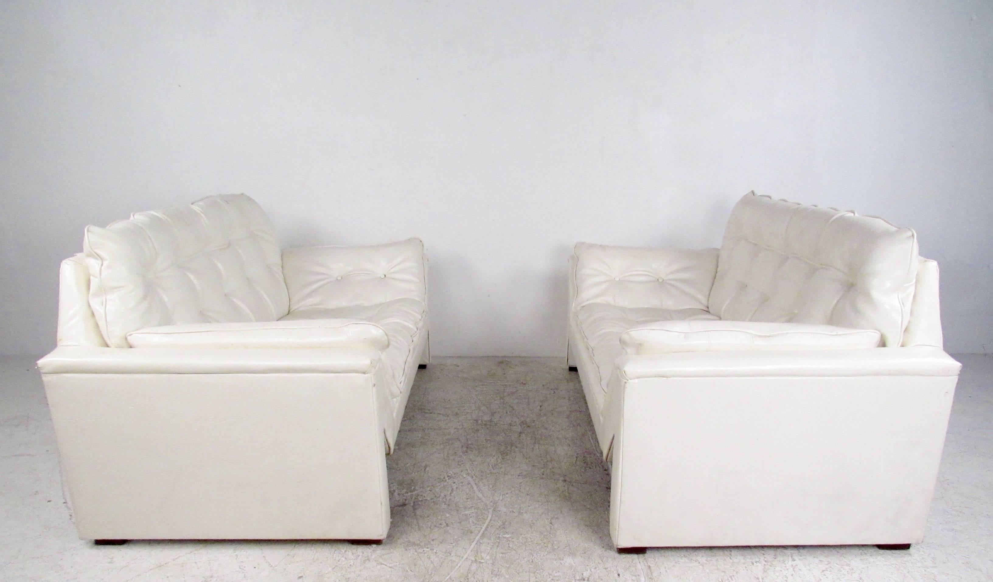 Mid-Century Modern Matched Pair Large Modern Loveseats